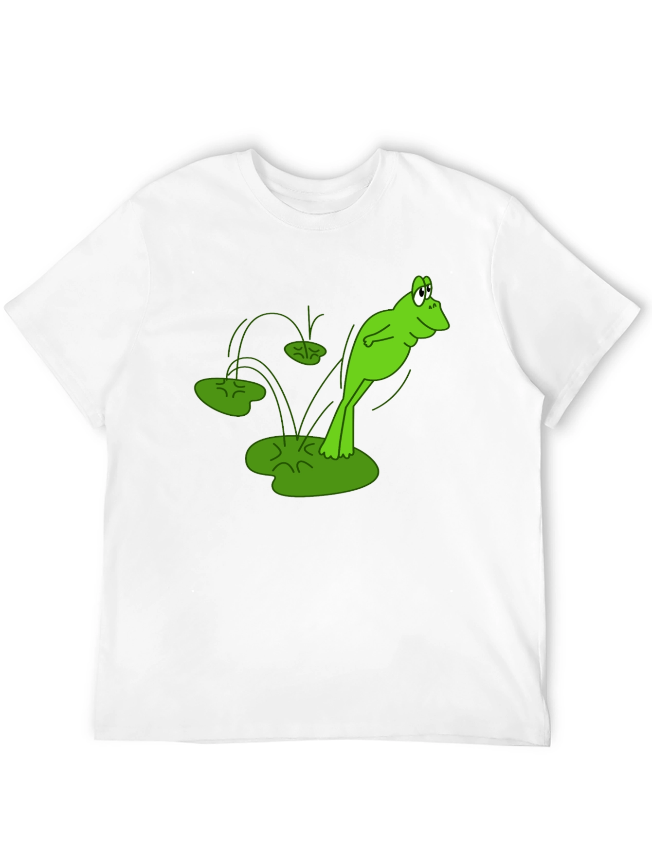 Frog Jumping Lily Pads Graphic Tee - Black