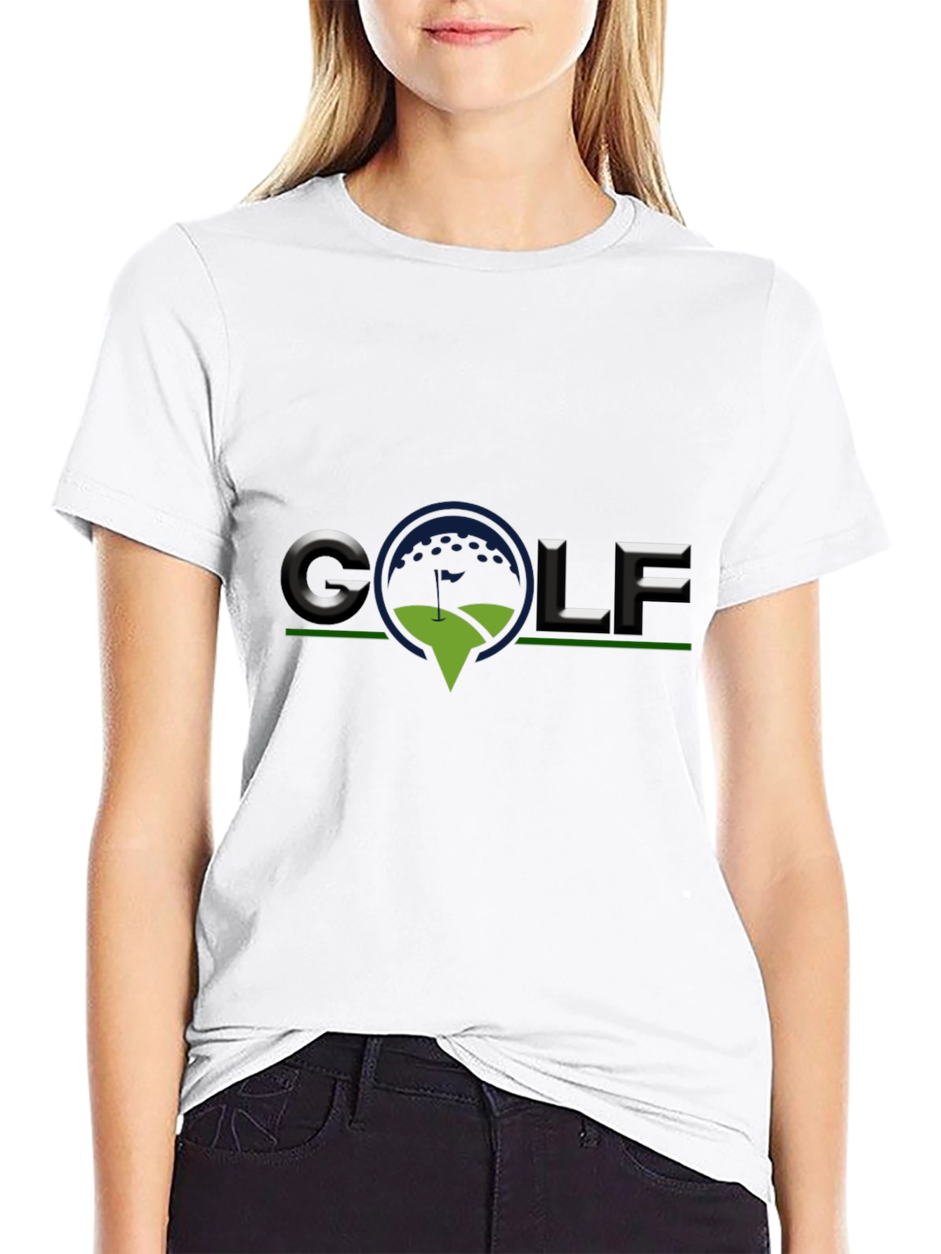Golf Logo Black T-Shirt - Sporty Casual Tee