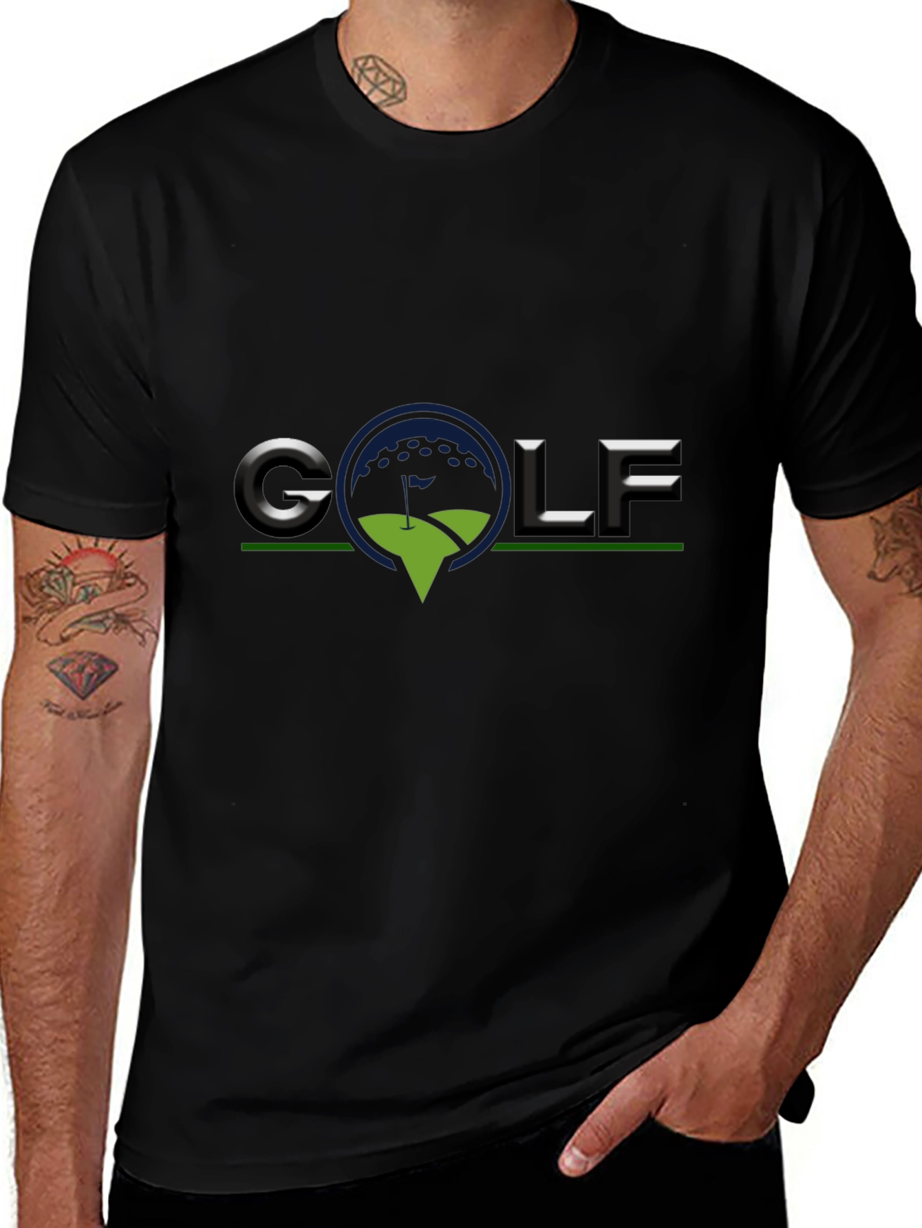 Golf Logo Black T-Shirt - Sporty Casual Tee