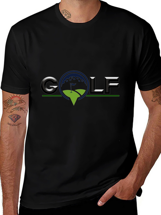 Golf Logo Black T-Shirt - Sporty Casual Tee