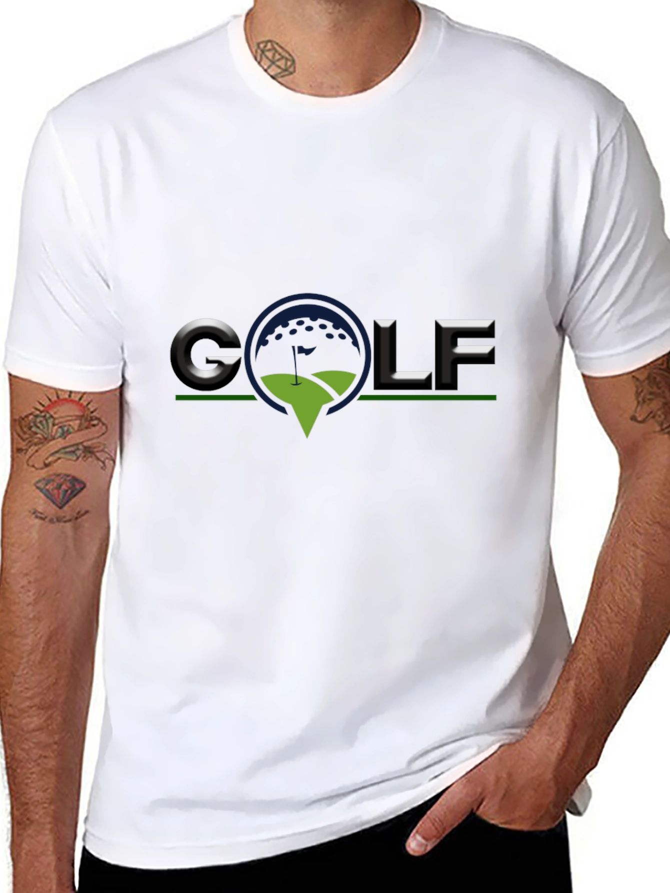 Golf Logo Black T-Shirt - Sporty Casual Tee
