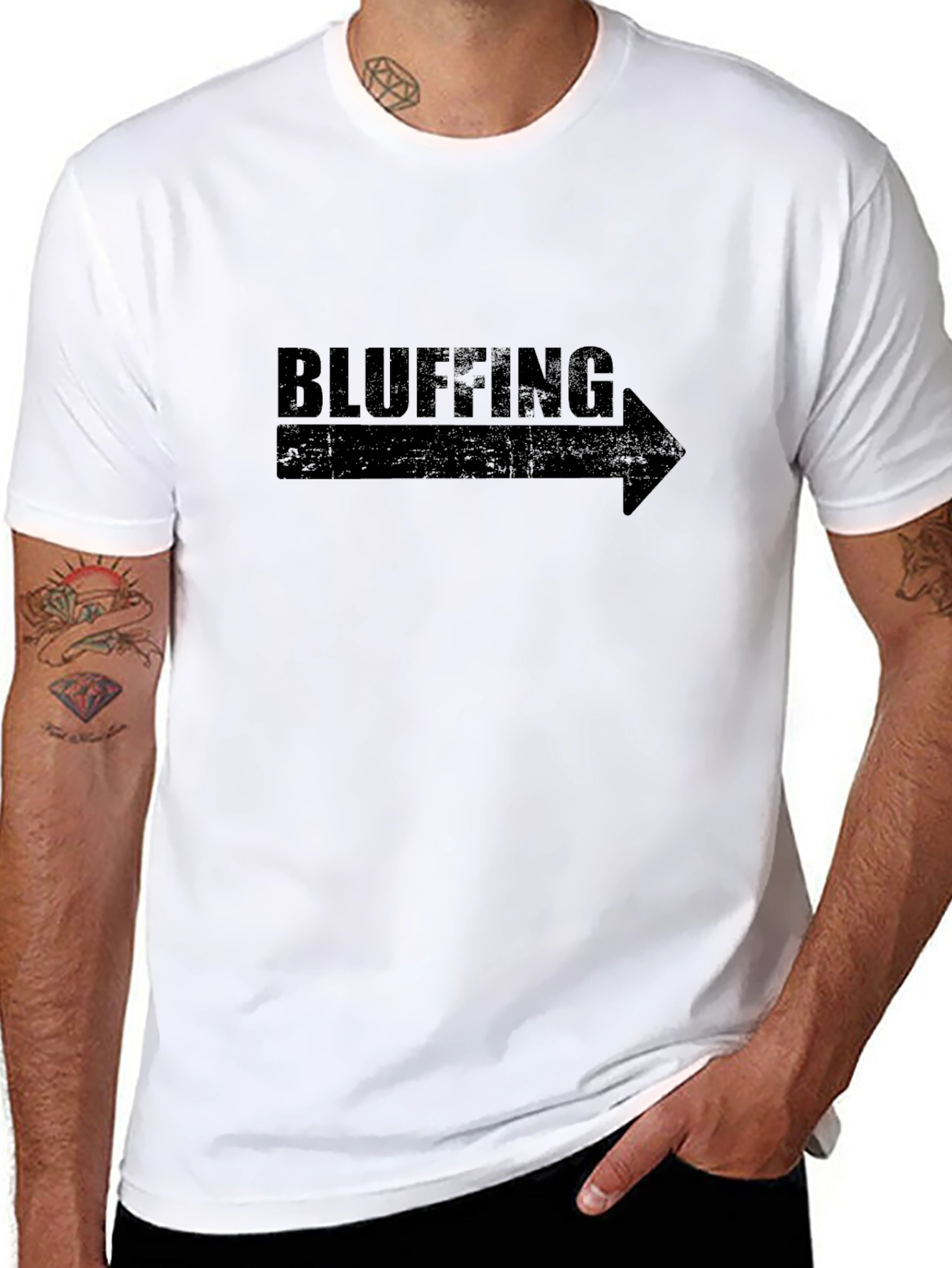 Bluffing Graphic Tee - Right Arrow Novelty T-Shirt