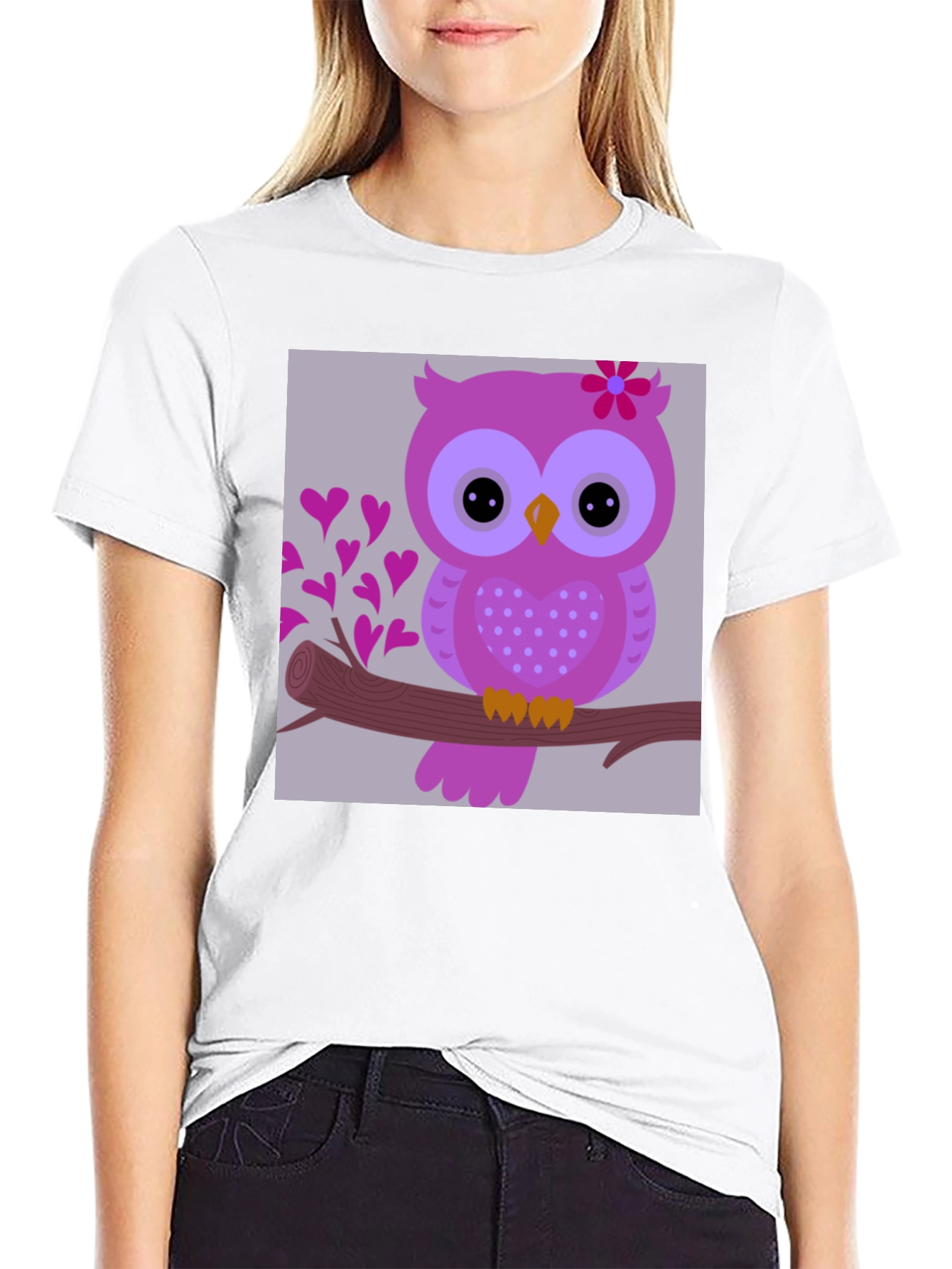Cute Owl on Branch Graphic T-Shirt