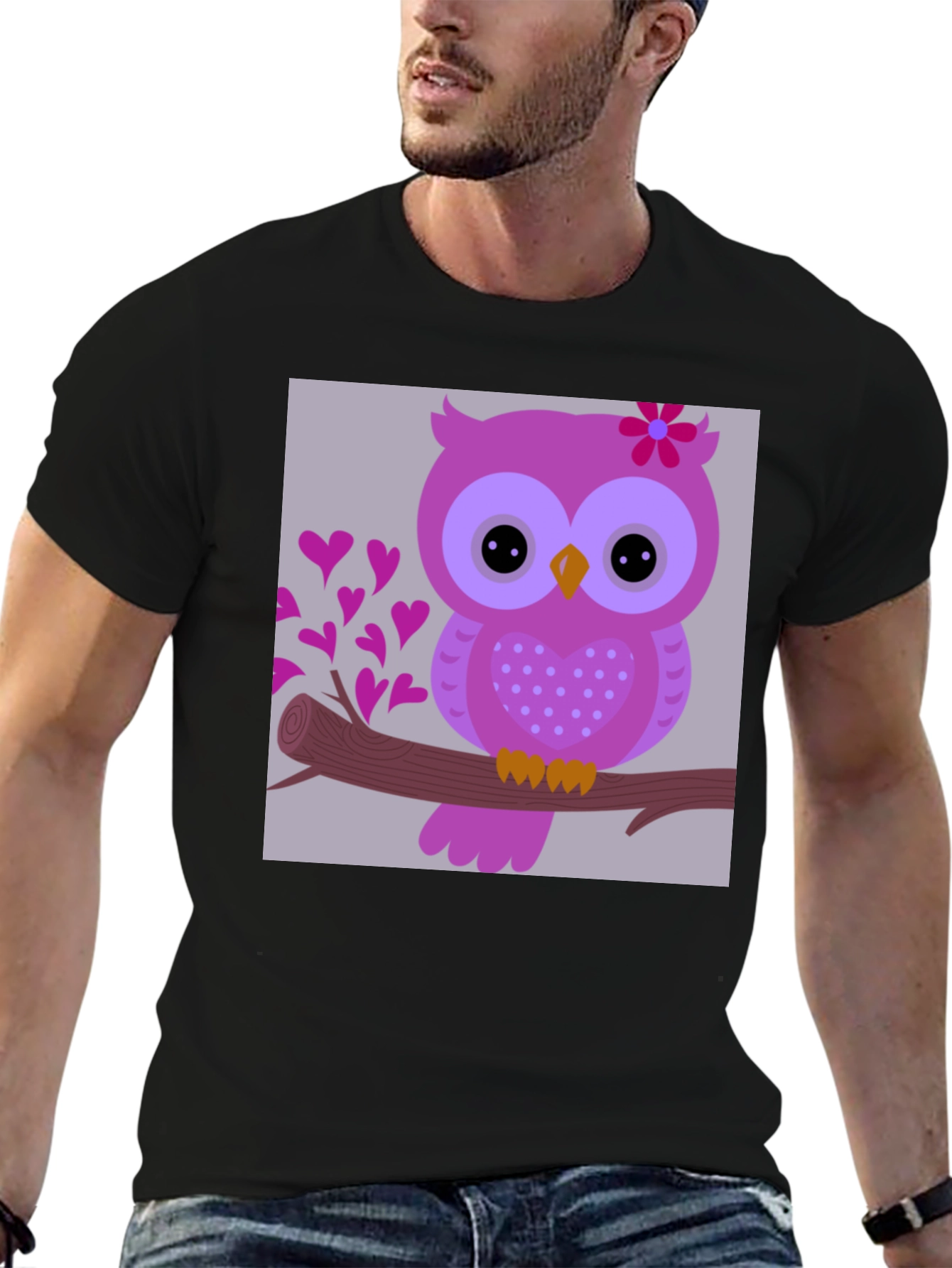 Cute Owl on Branch Graphic T-Shirt