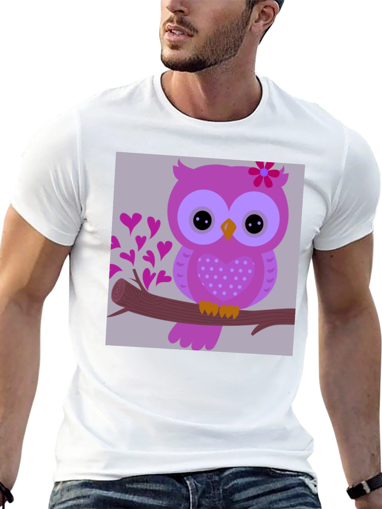 Cute Owl on Branch Graphic T-Shirt