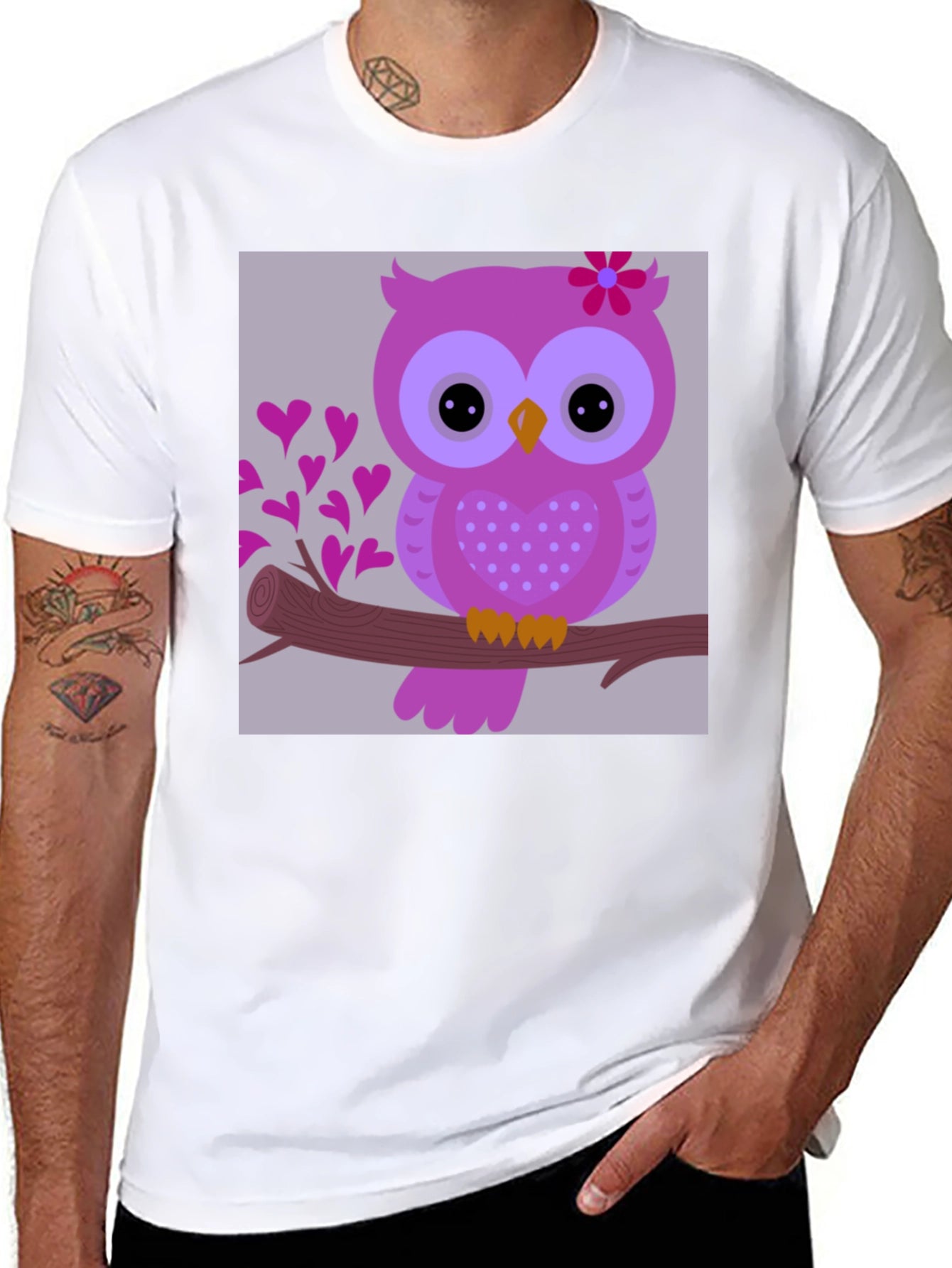 Cute Owl on Branch Graphic T-Shirt