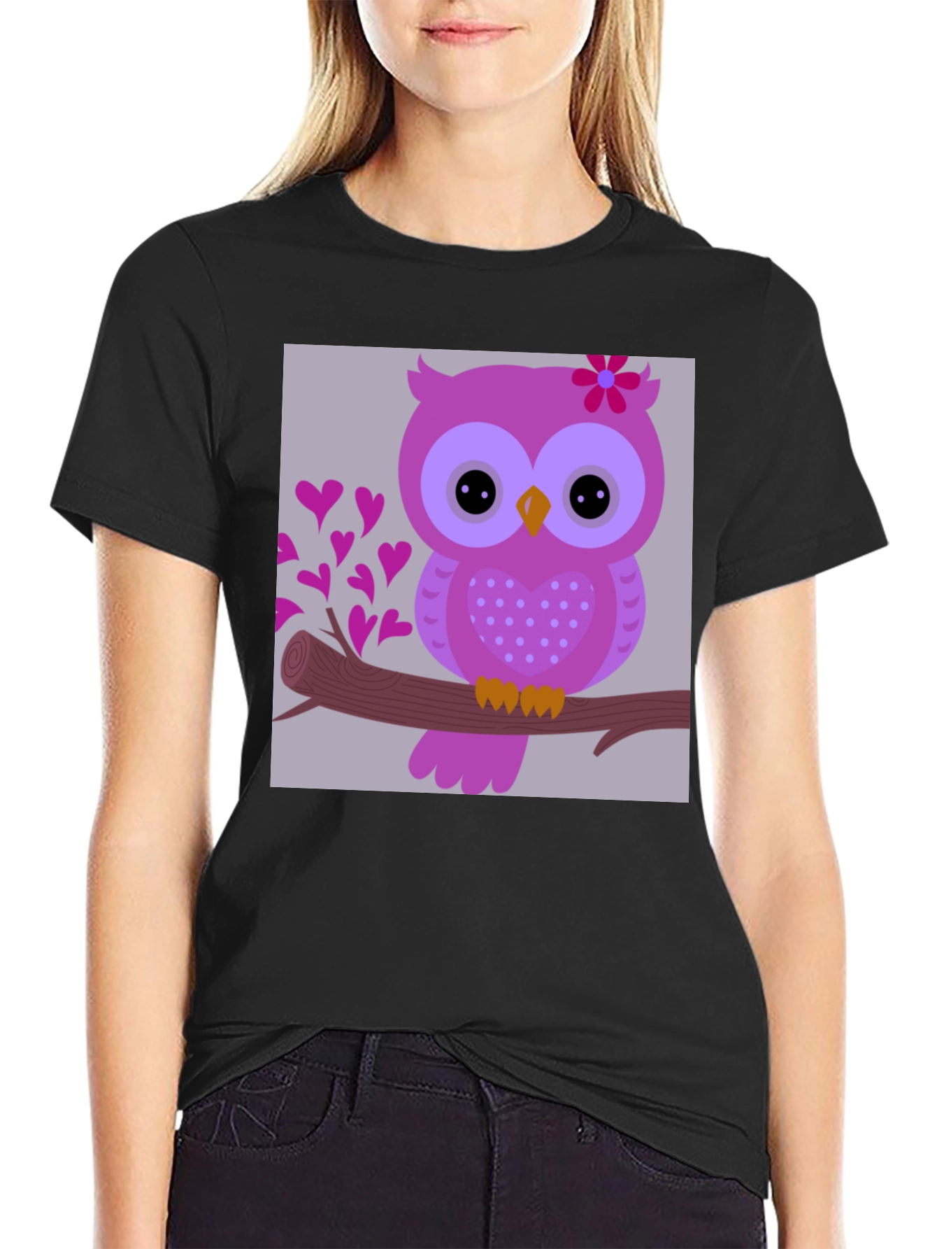 Cute Owl on Branch Graphic T-Shirt