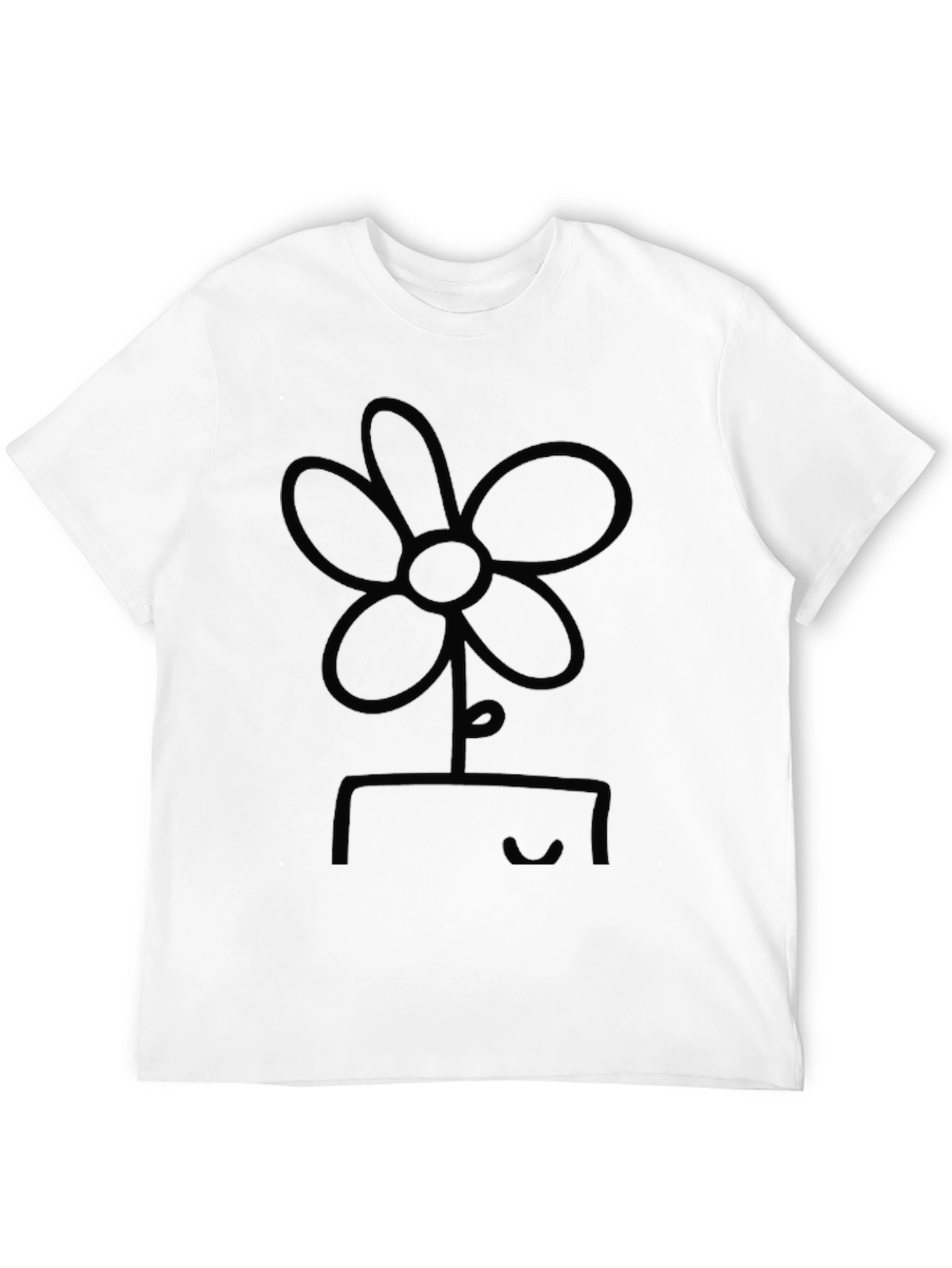 Minimalist Flower Graphic Black T-Shirt
