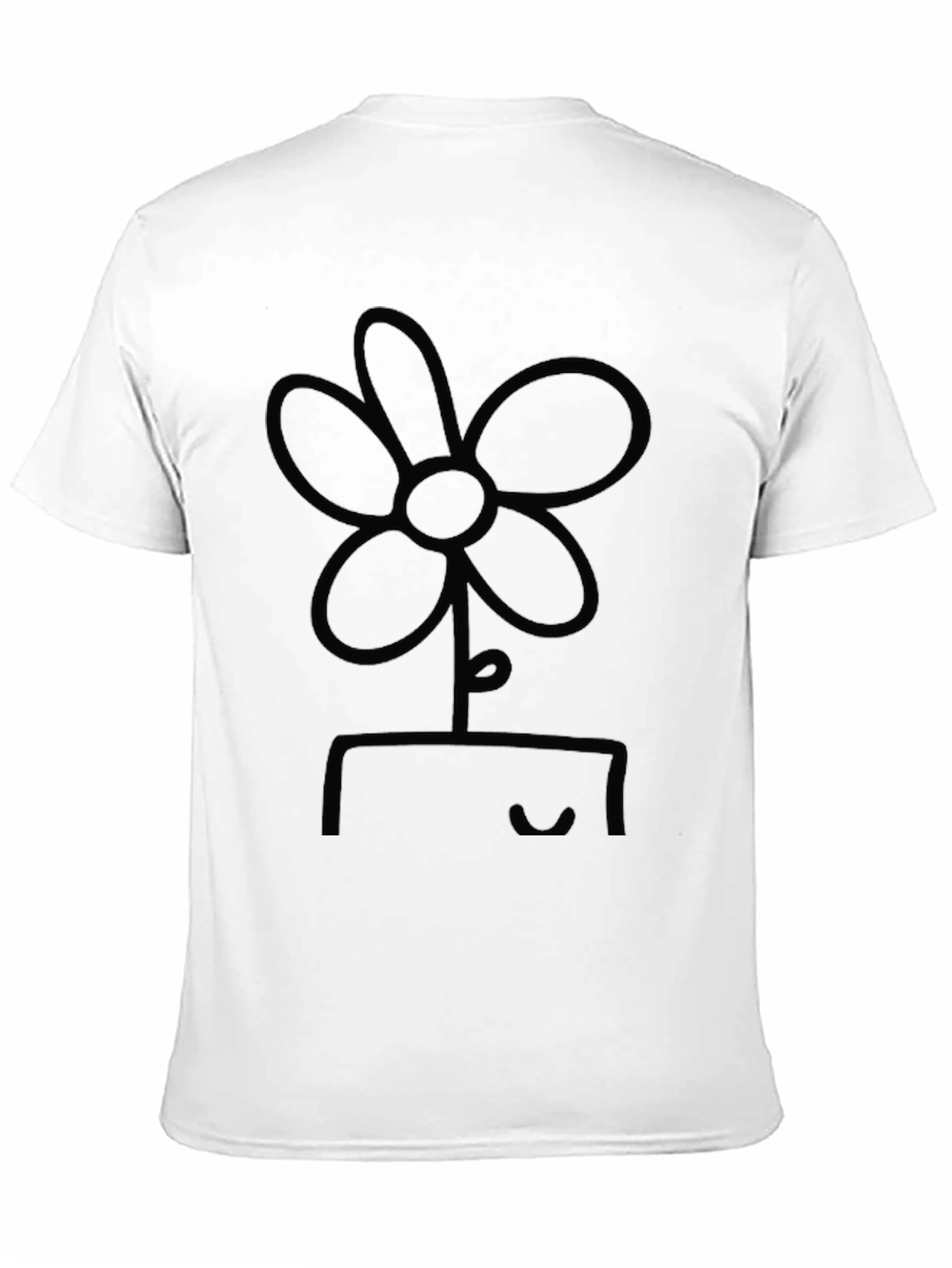 Minimalist Flower Graphic Black T-Shirt