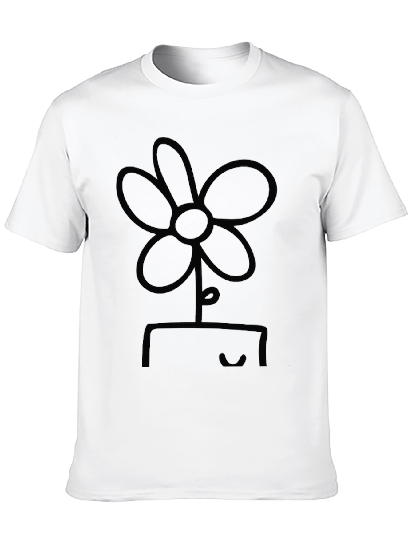 Minimalist Flower Graphic Black T-Shirt