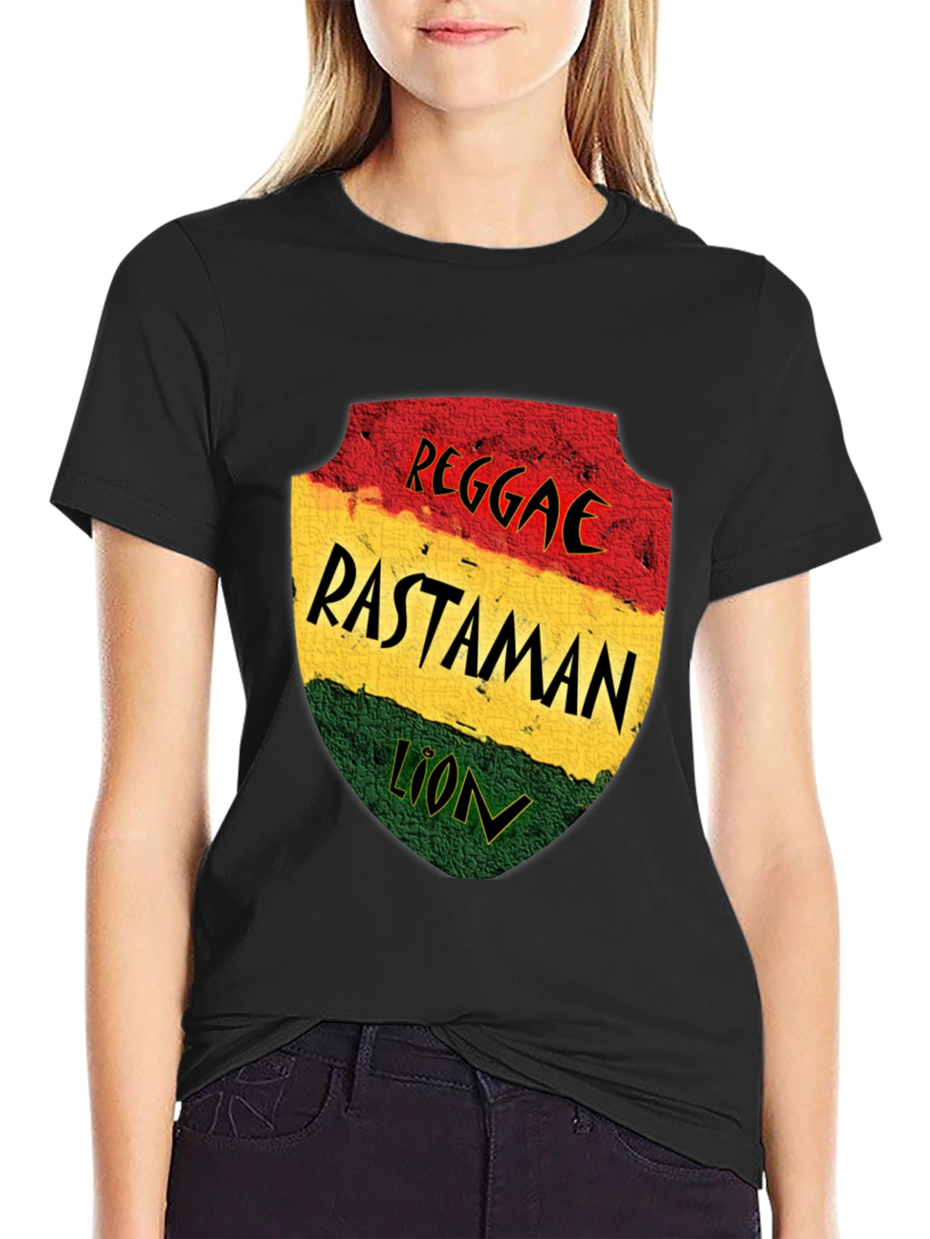 Reggae Rastaman Lion Graphic T-Shirt - Black