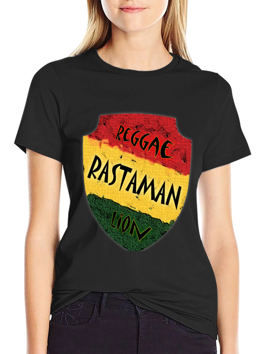 Reggae Rastaman Lion Graphic T-Shirt - Black