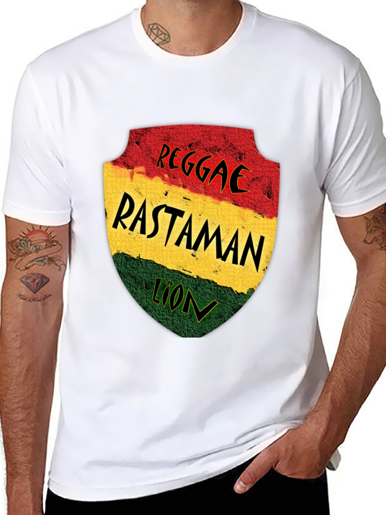Reggae Rastaman Lion Graphic T-Shirt - Black