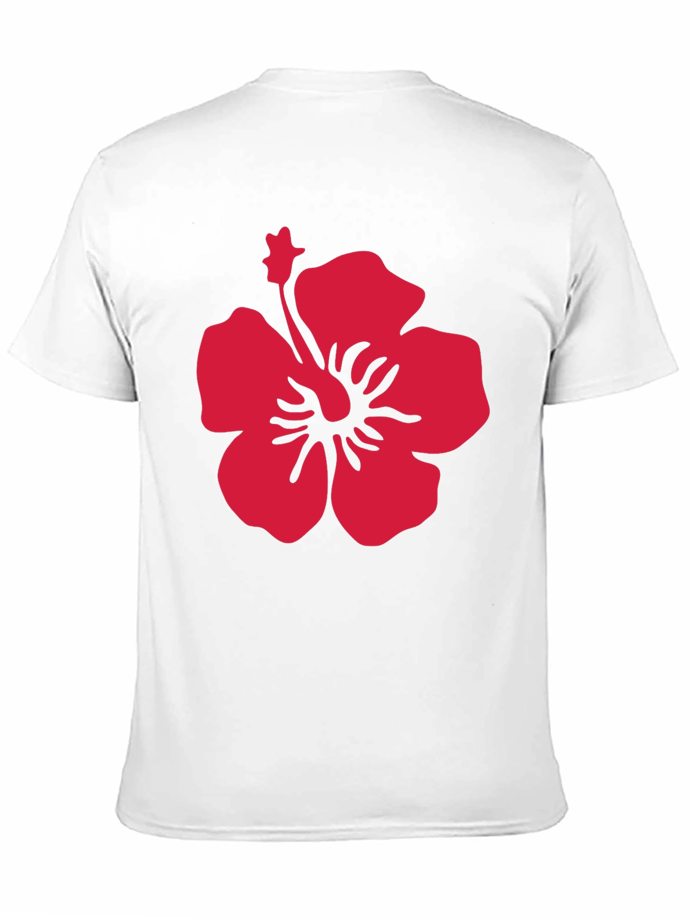 Bold Red Hibiscus Print Black T-Shirt