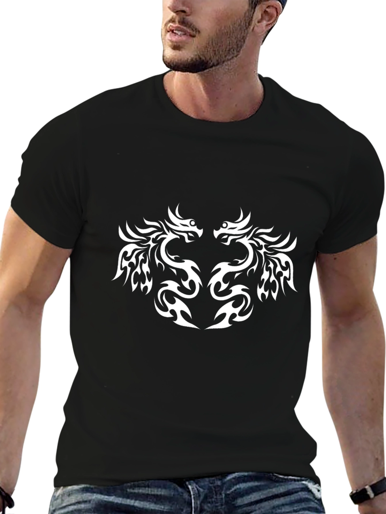 Black T-Shirt with Dragon Design