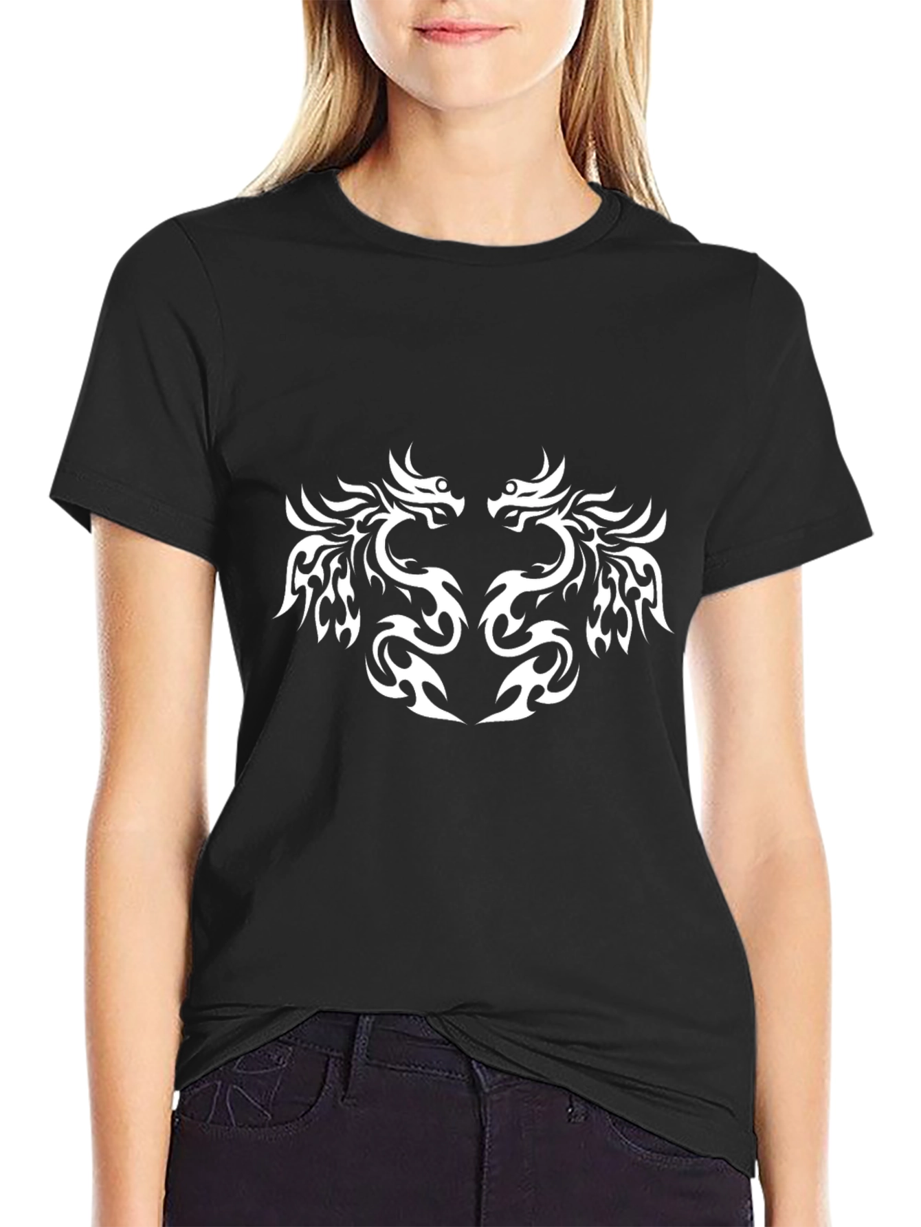 Black T-Shirt with Dragon Design