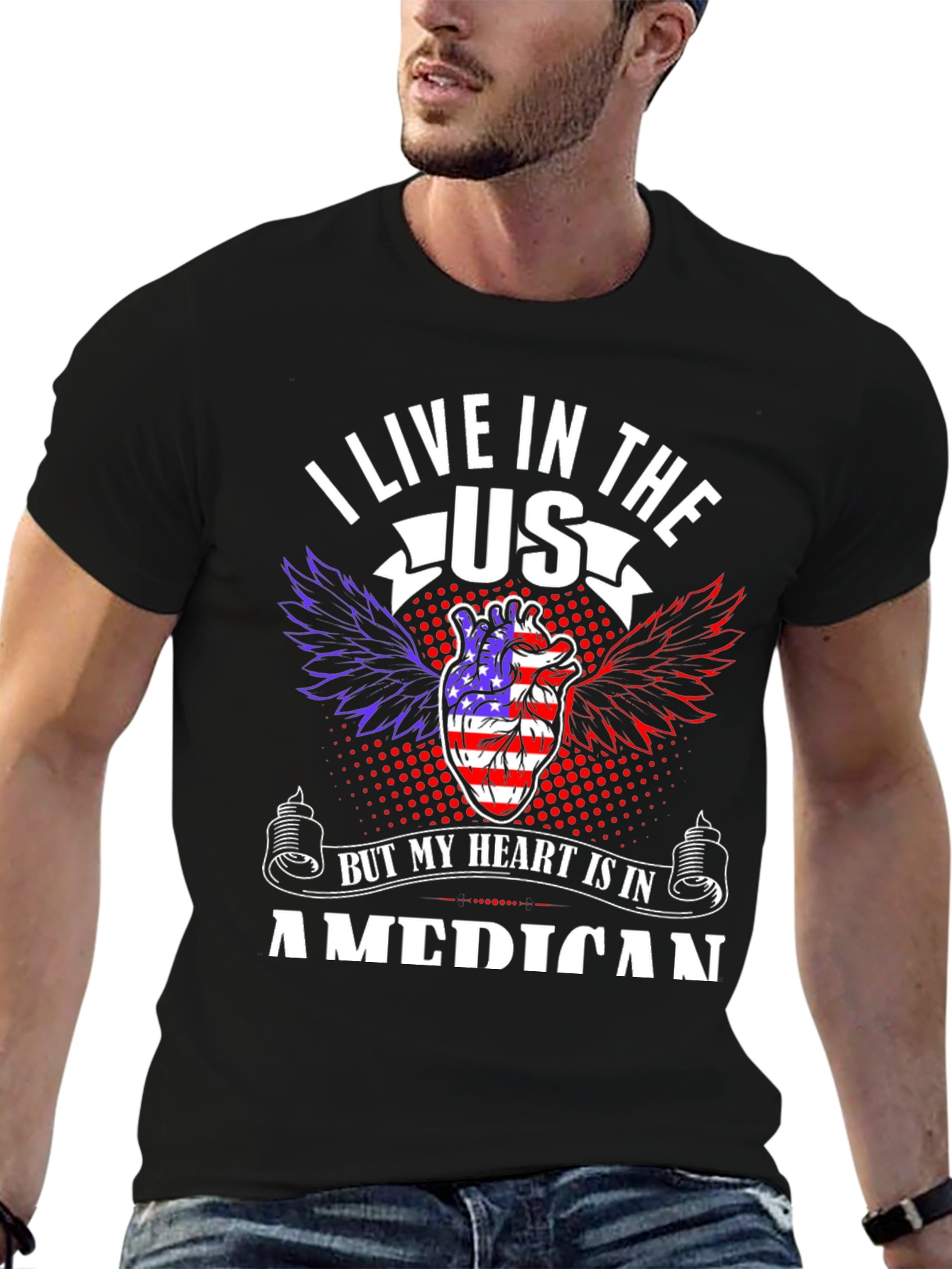 Patriotic Heart USA Mens T-Shirt