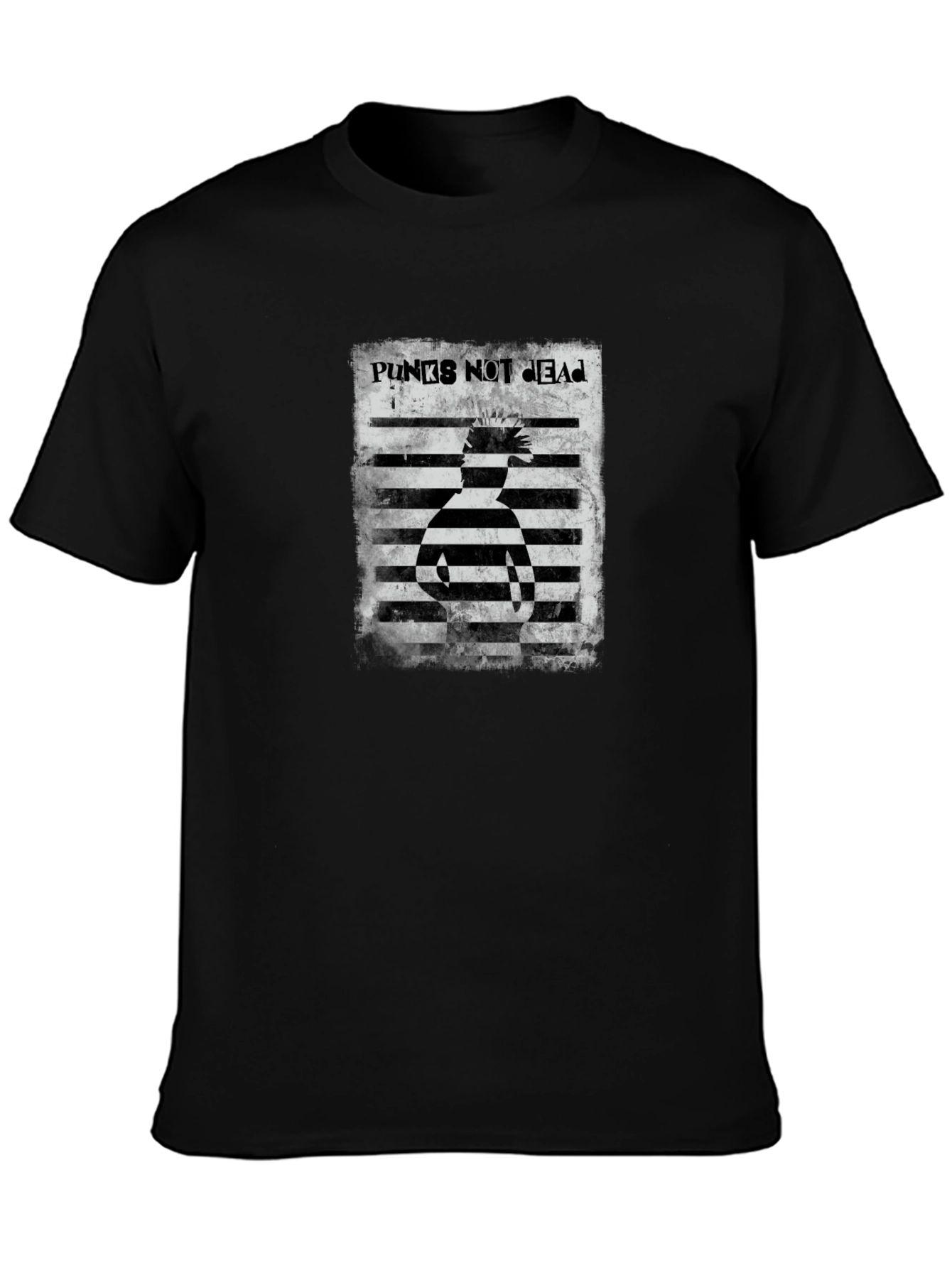 Punks Not Dead Striped Graphic Tee