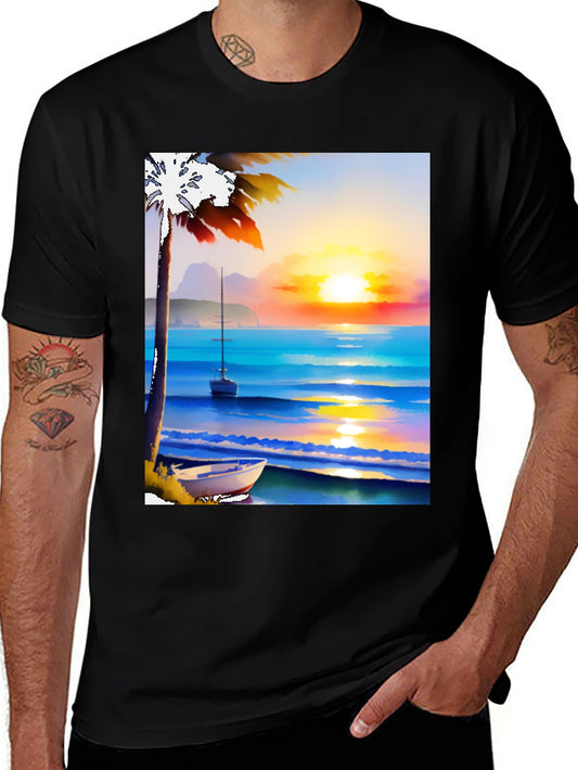 Sunset Beach Graphic Tee - Tropical Vibe