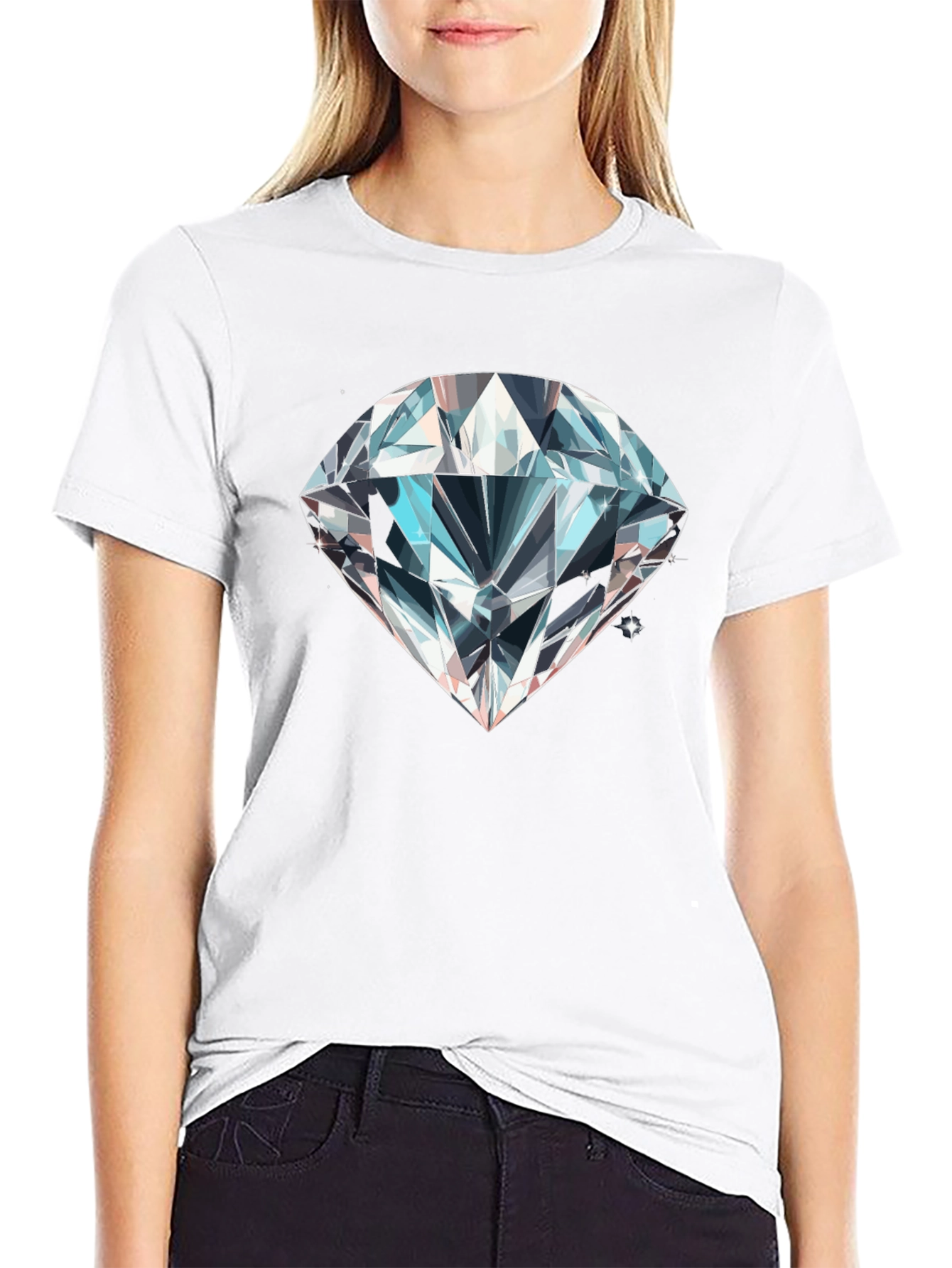 Mens Black T-Shirt with Diamond Graphic