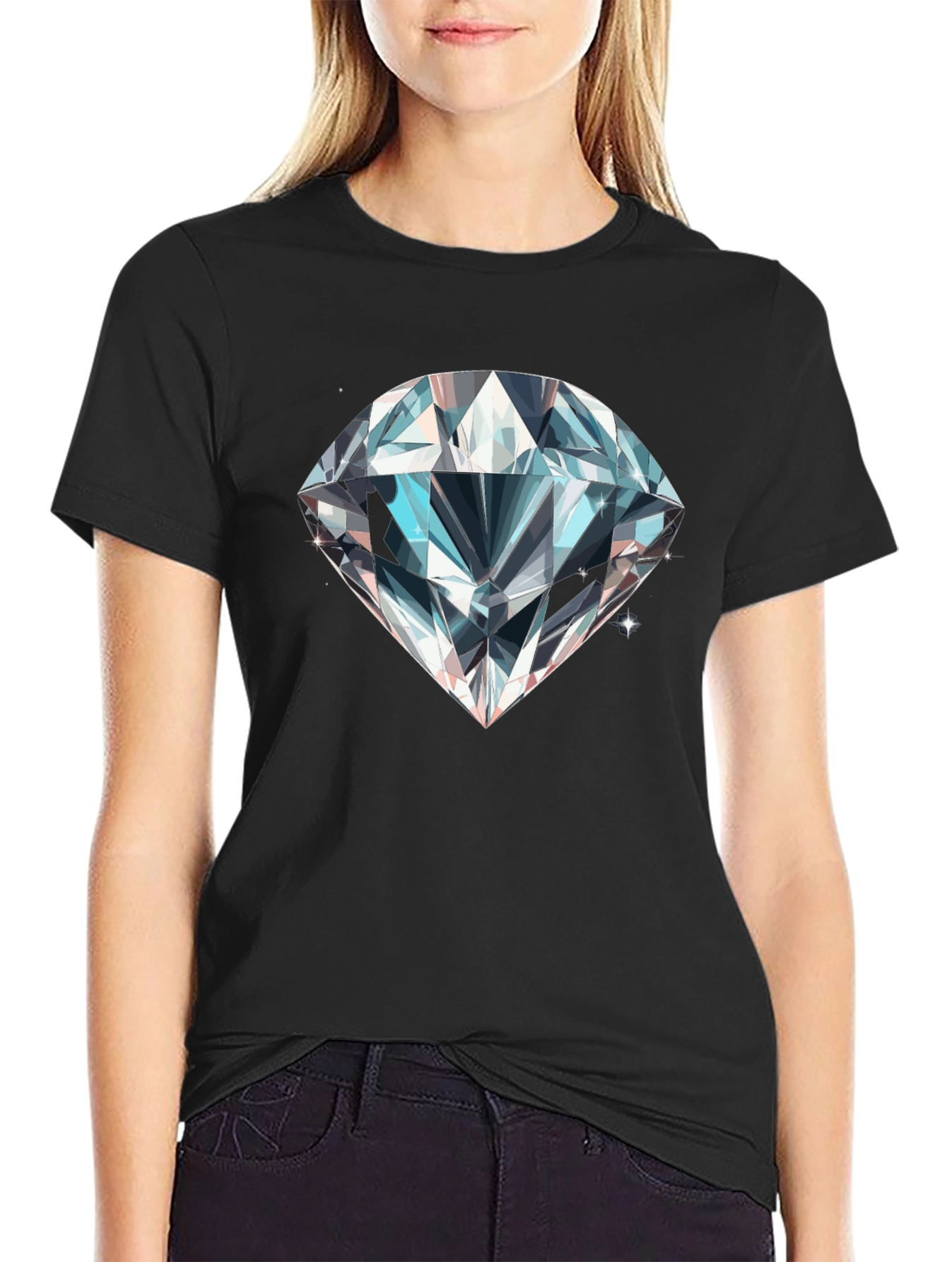 Mens Black T-Shirt with Diamond Graphic