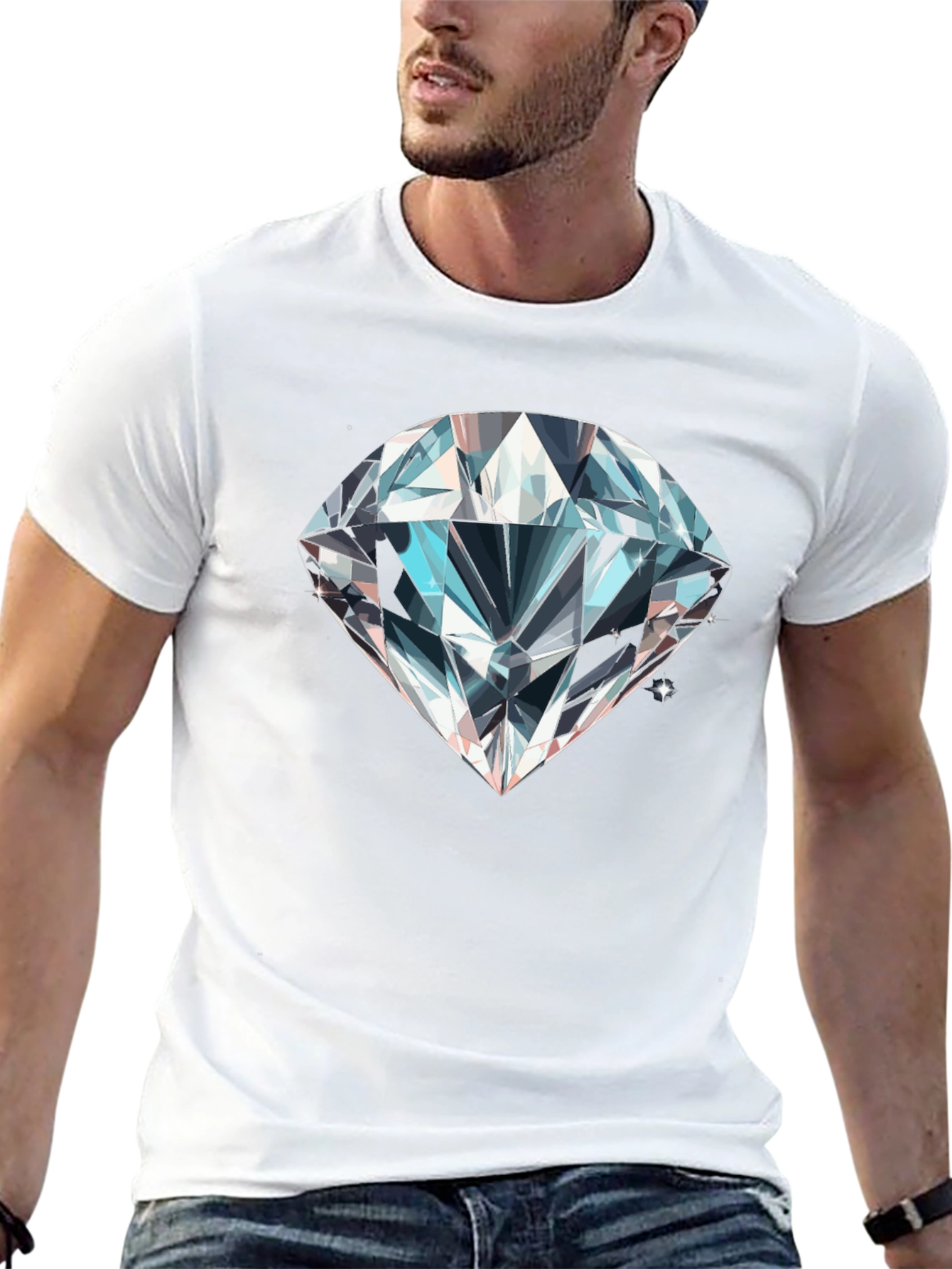 Mens Black T-Shirt with Diamond Graphic