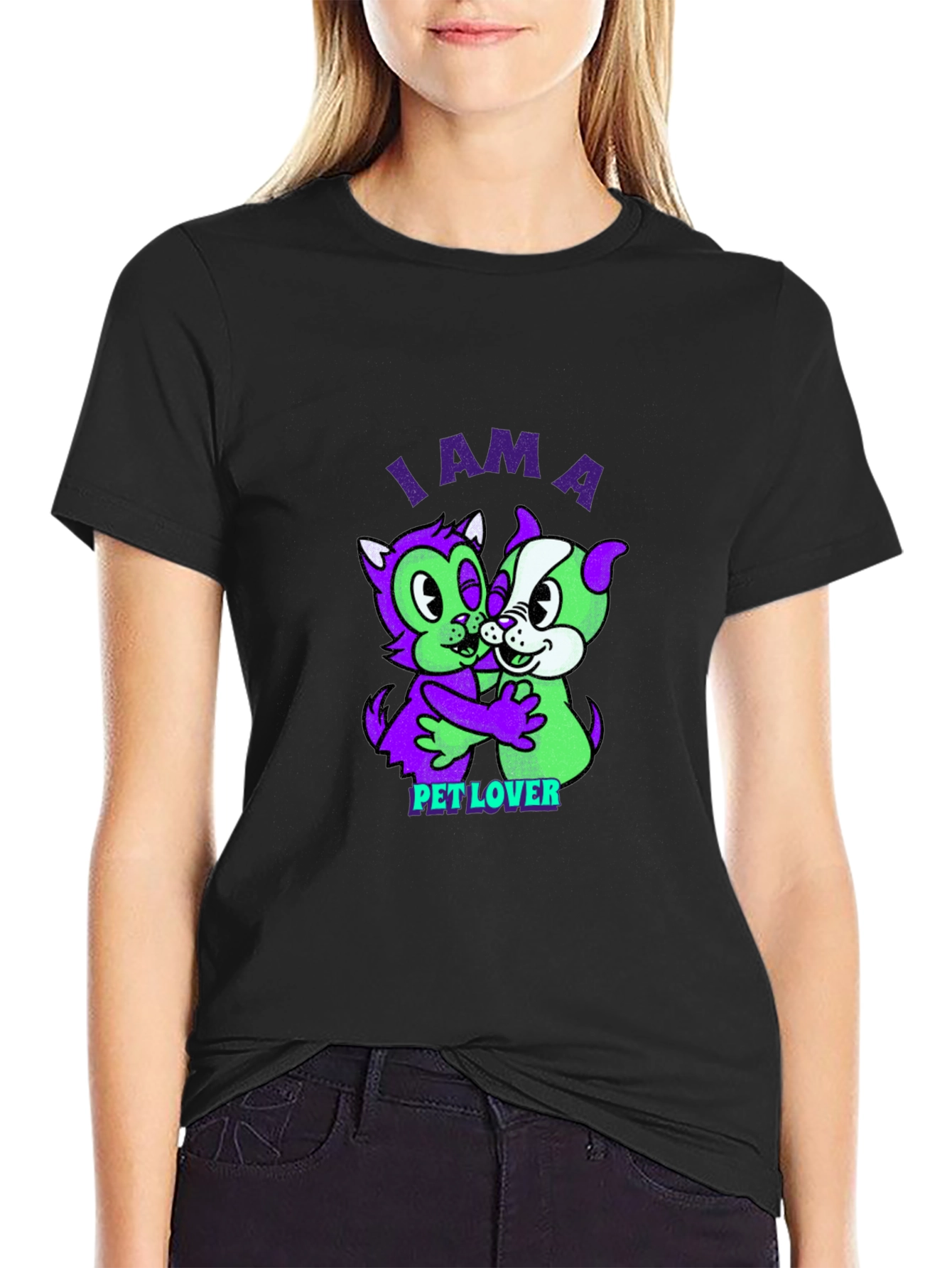 I am a Pet Lover Black Graphic T-Shirt