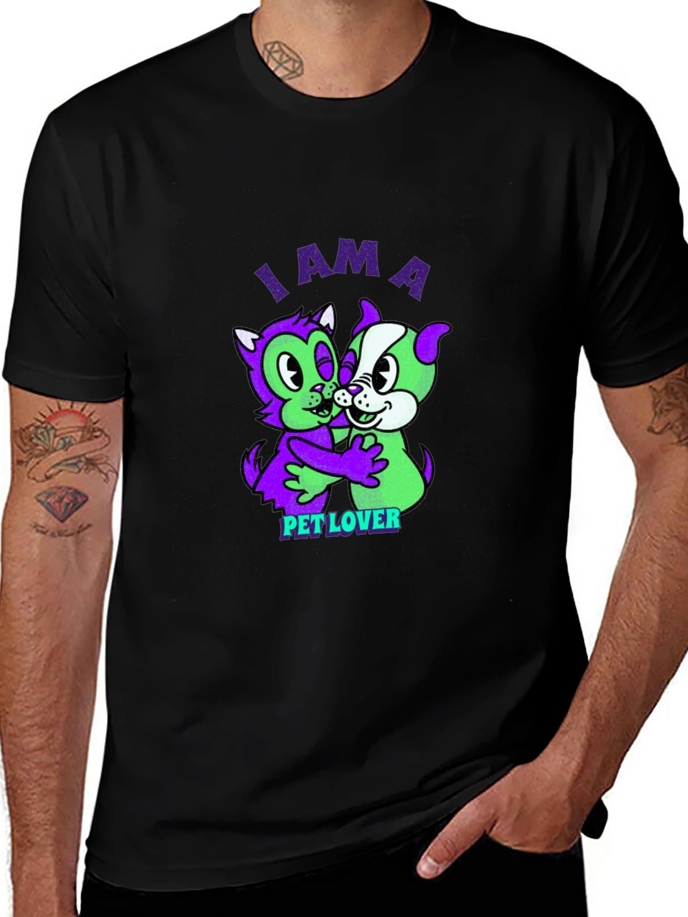 I am a Pet Lover Black Graphic T-Shirt