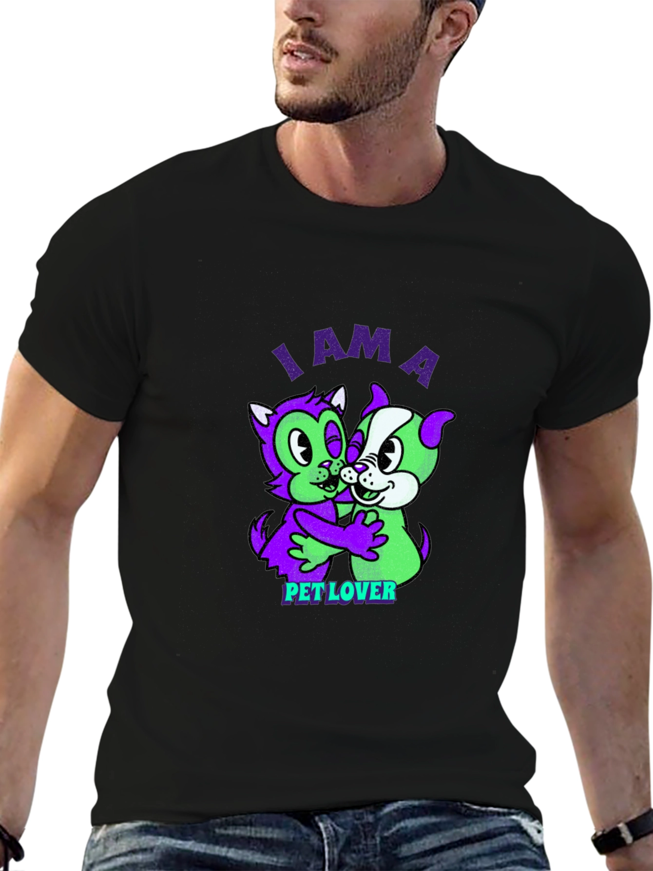 I am a Pet Lover Black Graphic T-Shirt