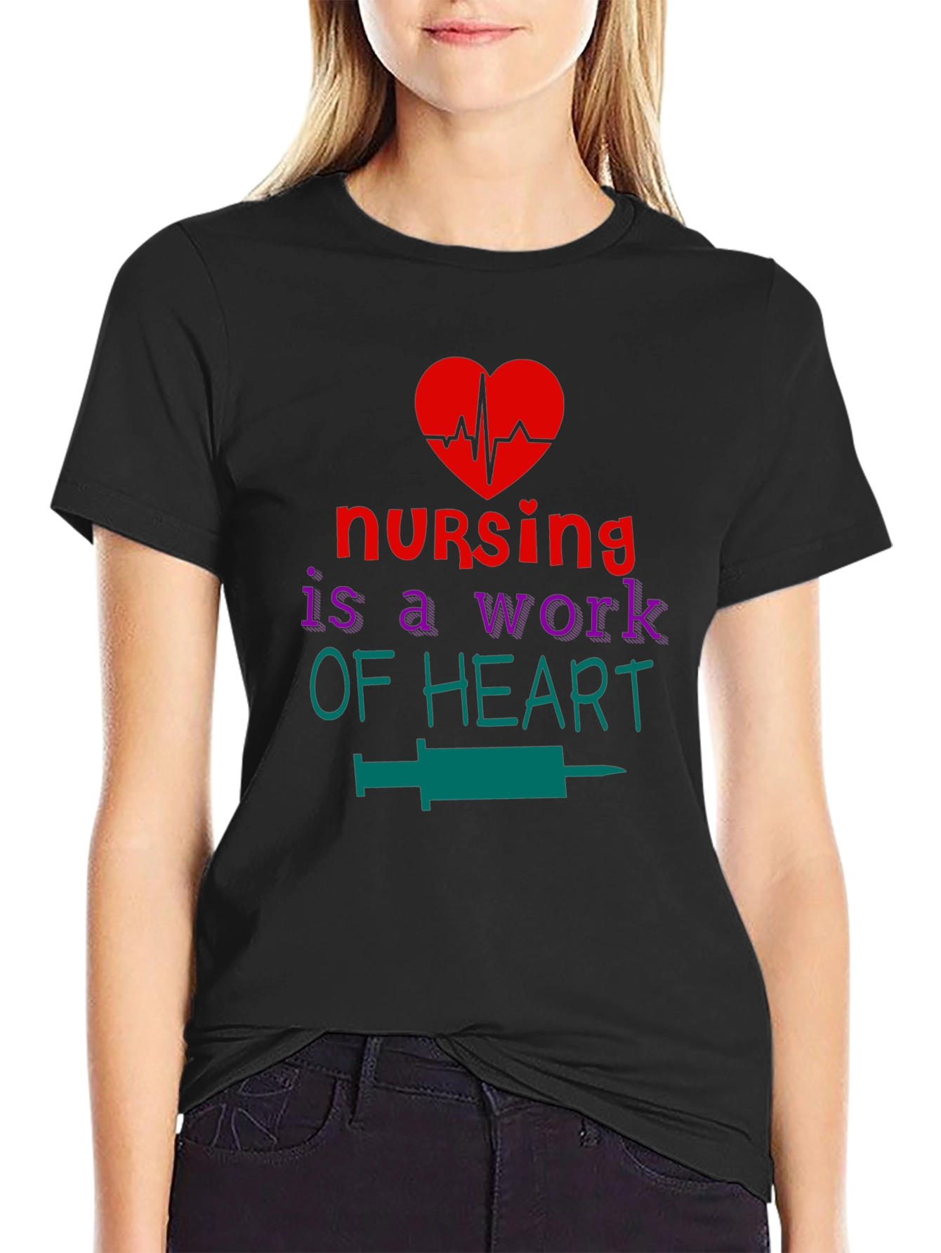 Nursing is a Work of Heart Graphic T-Shirt