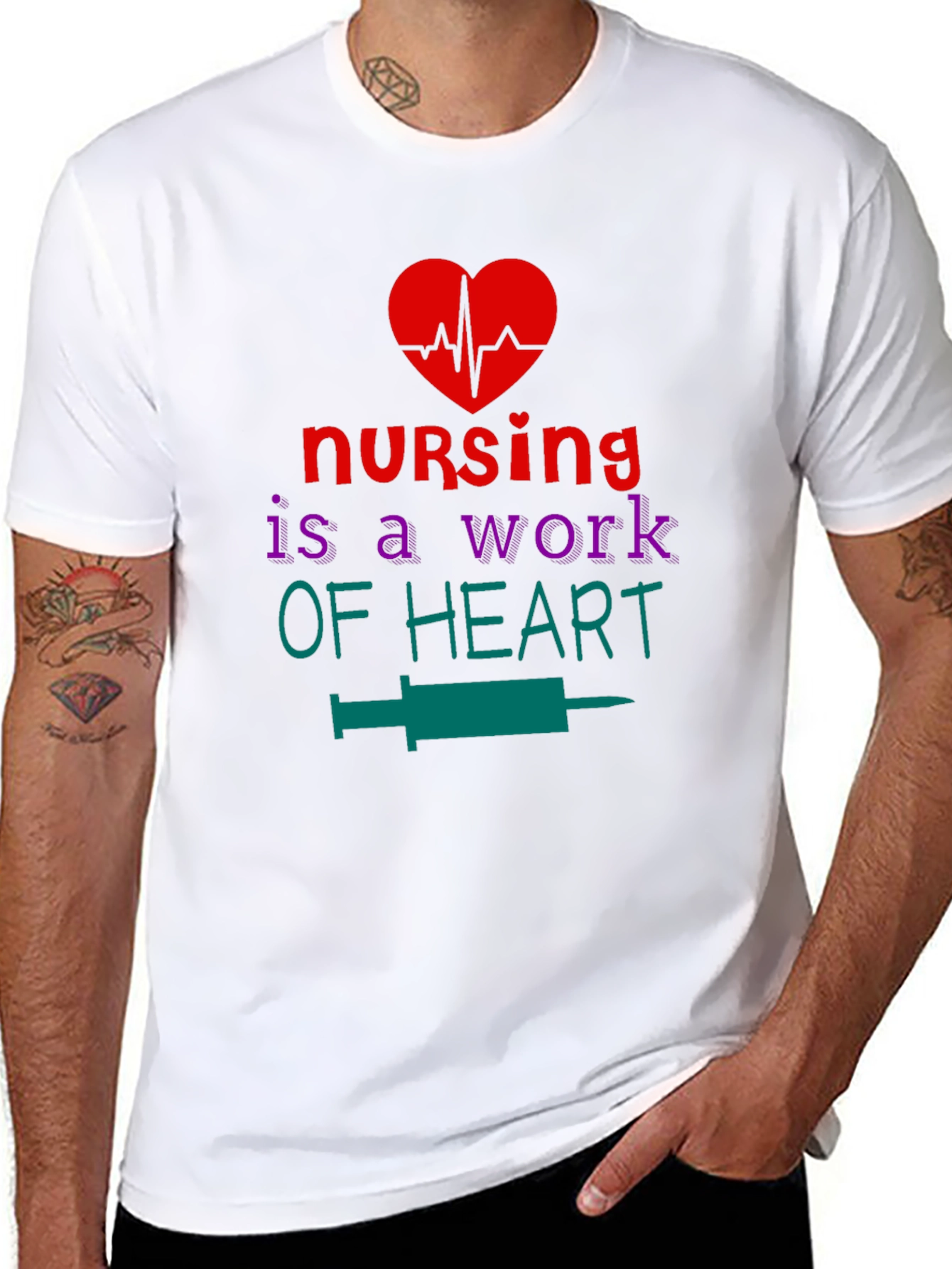 Nursing is a Work of Heart Graphic T-Shirt
