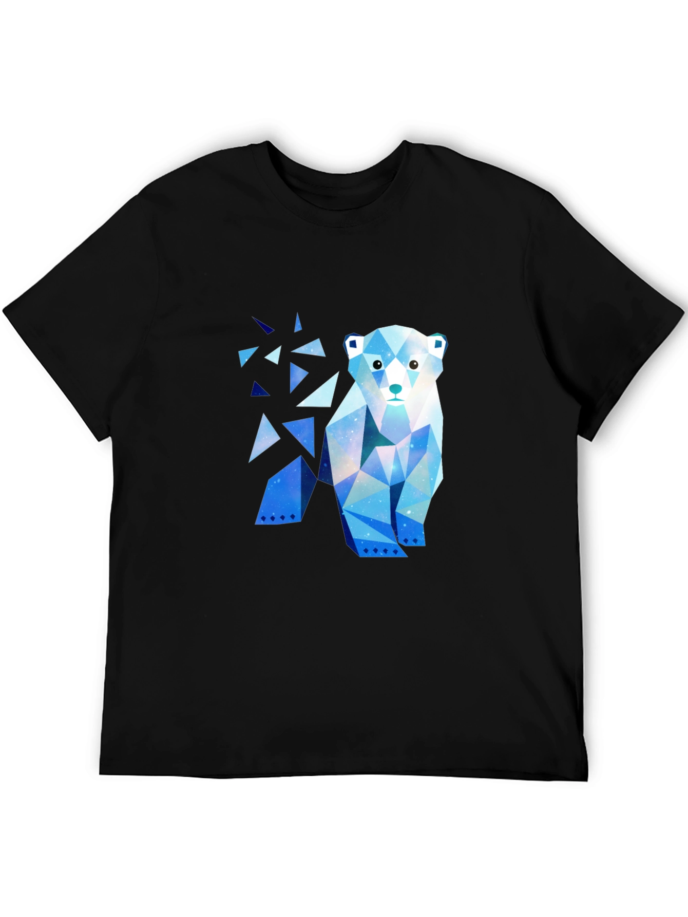 Geometric Polar Bear Graphic T-Shirt - Black
