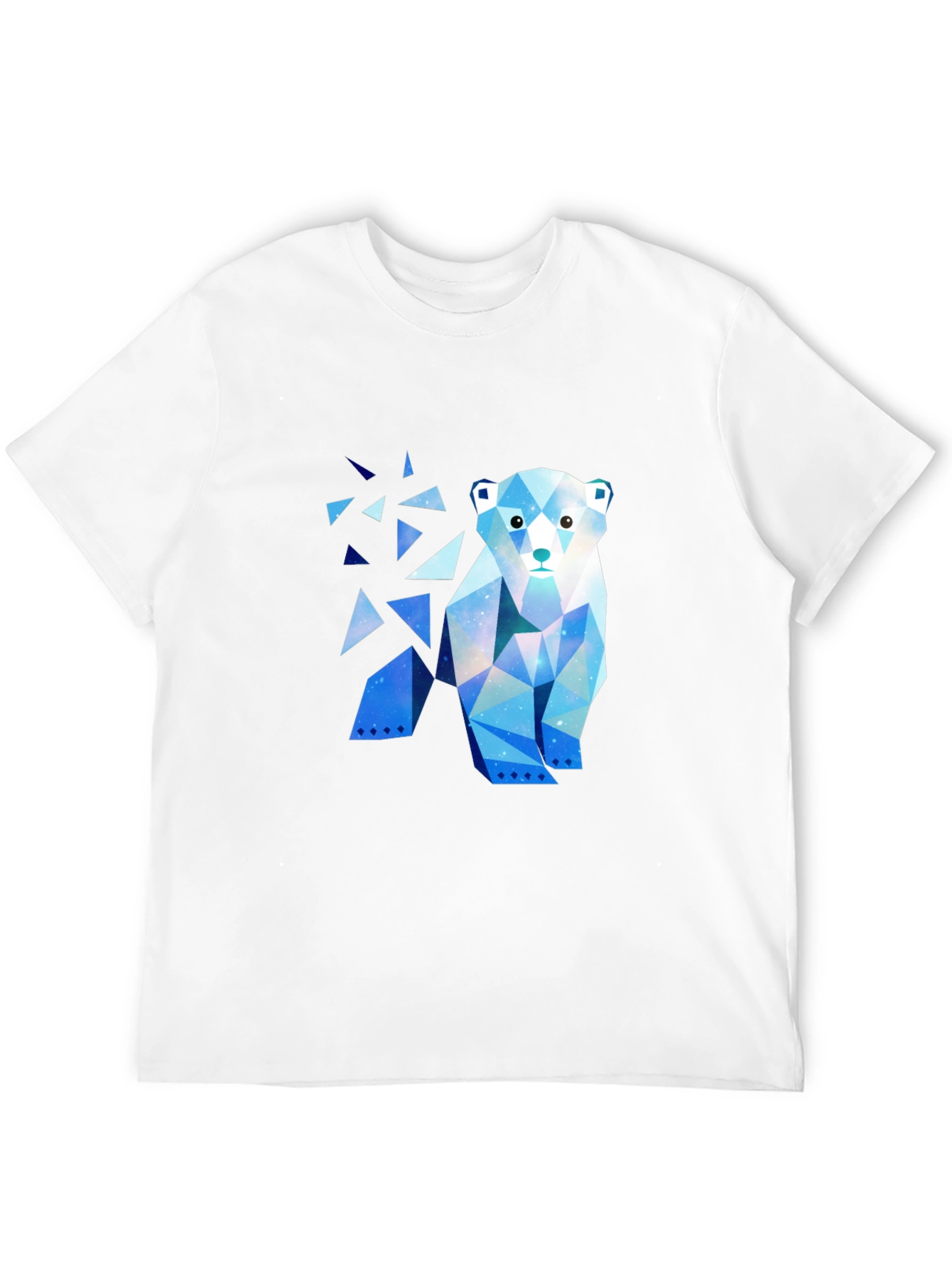 Geometric Polar Bear Graphic T-Shirt - Black