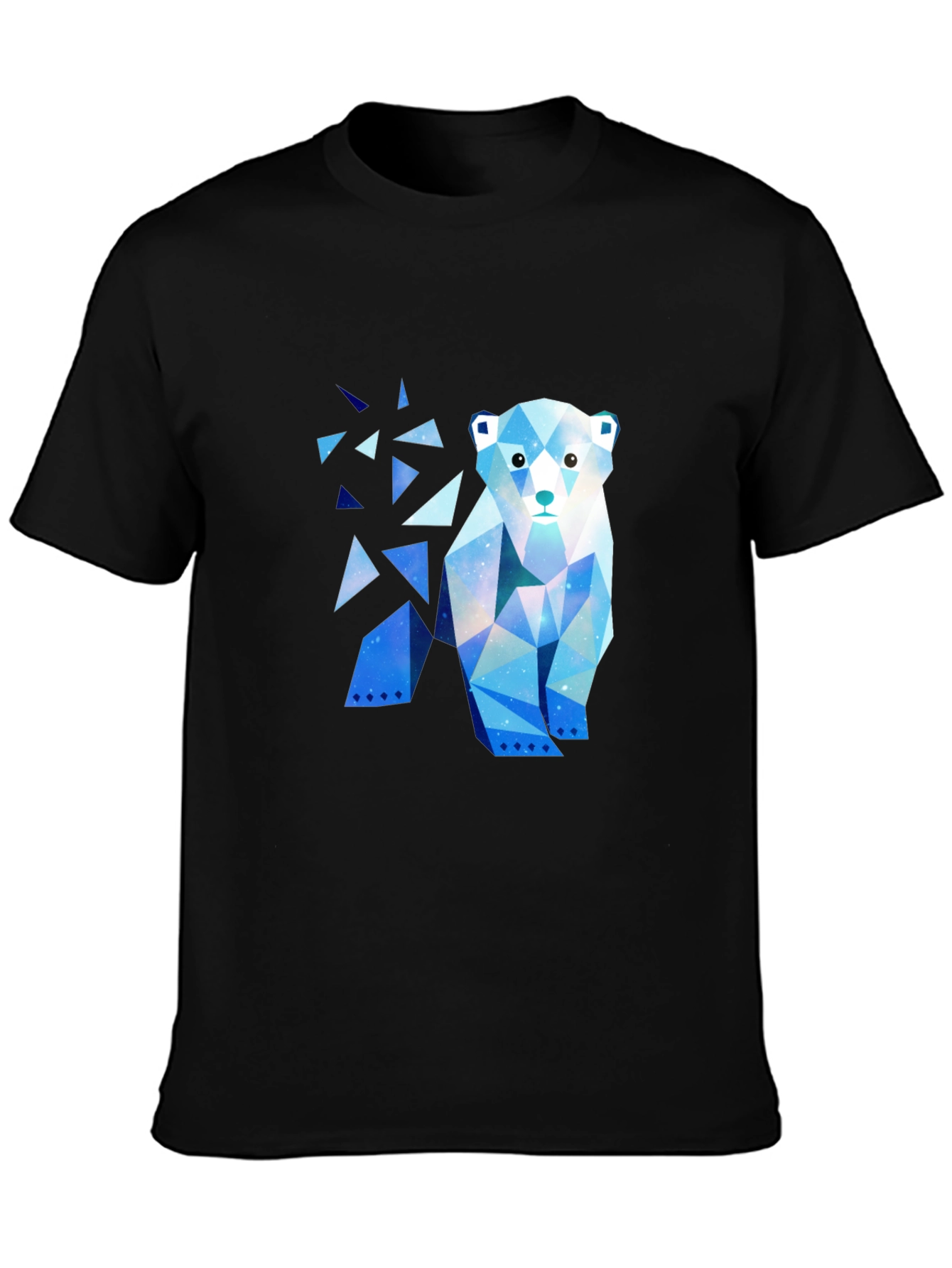 Geometric Polar Bear Graphic T-Shirt - Black