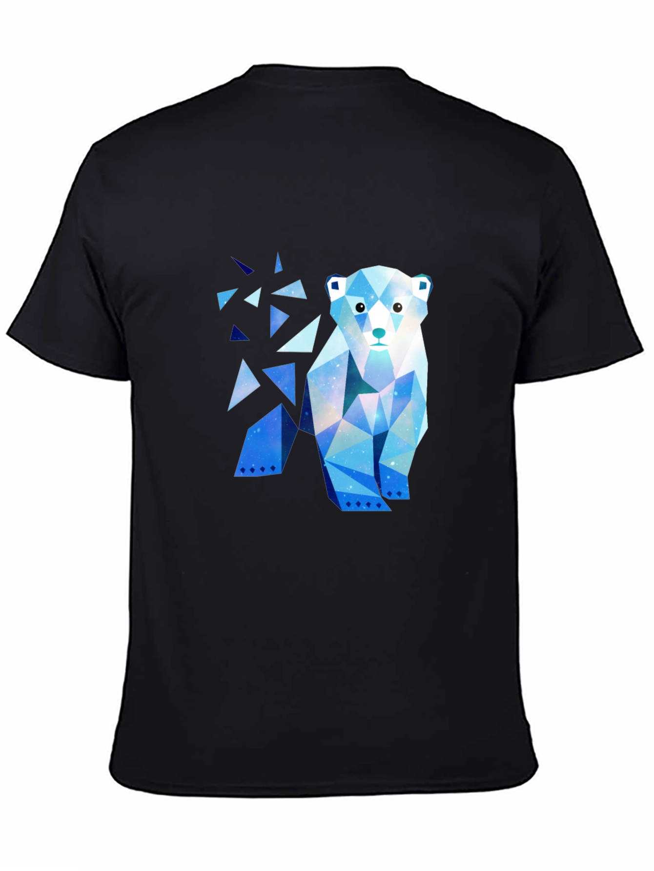 Geometric Polar Bear Graphic T-Shirt - Black