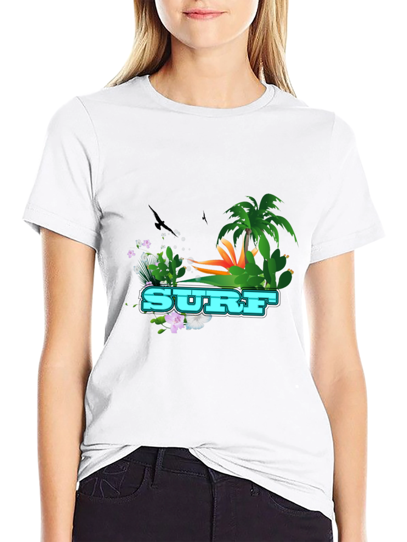 Surf Graphic T-Shirt - Tropical Design Tee