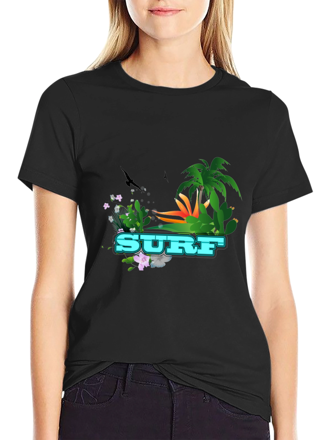 Surf Graphic T-Shirt - Tropical Design Tee