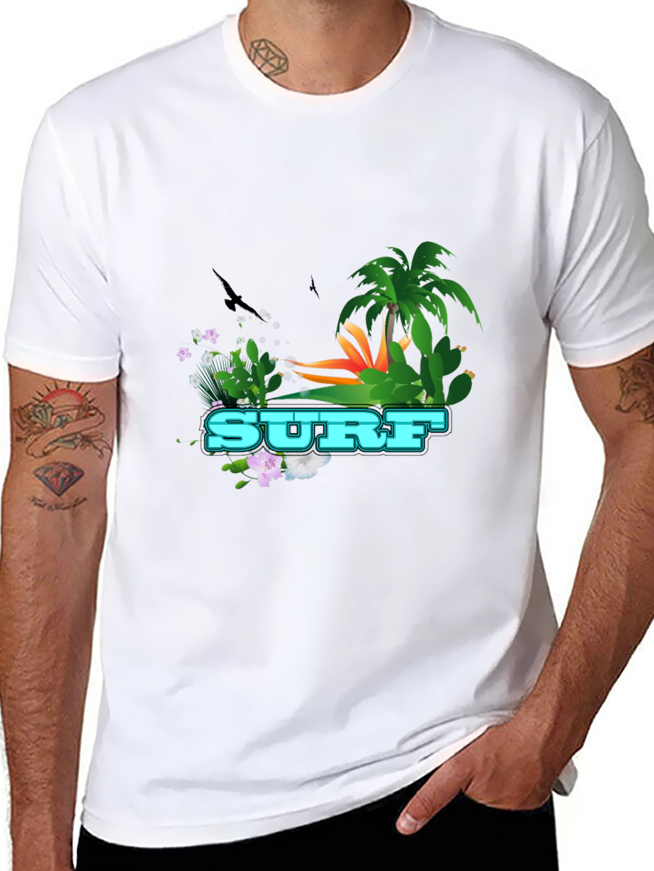 Surf Graphic T-Shirt - Tropical Design Tee