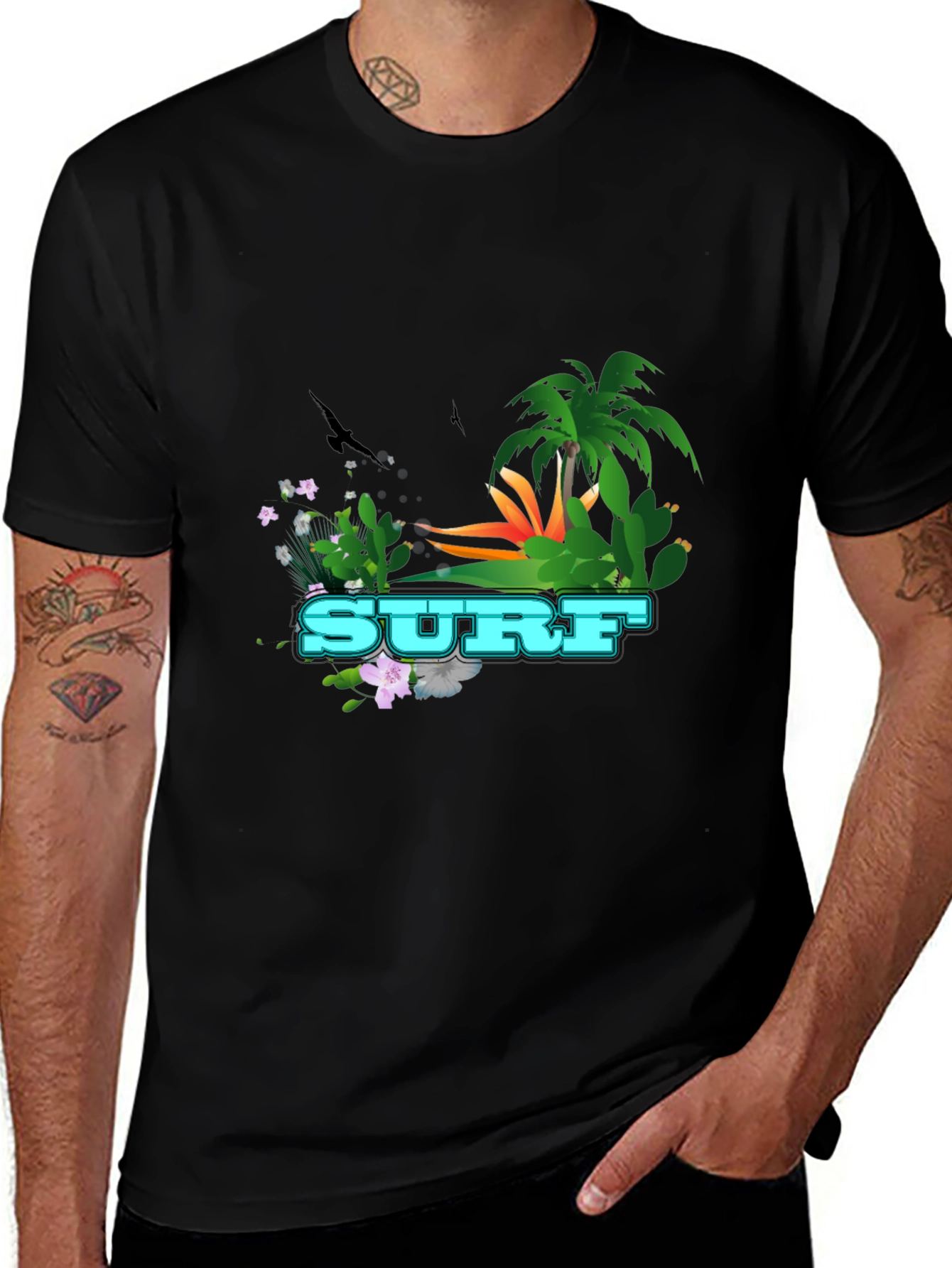 Surf Graphic T-Shirt - Tropical Design Tee