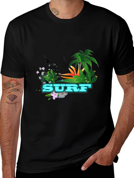 Surf Graphic T-Shirt - Tropical Design Tee