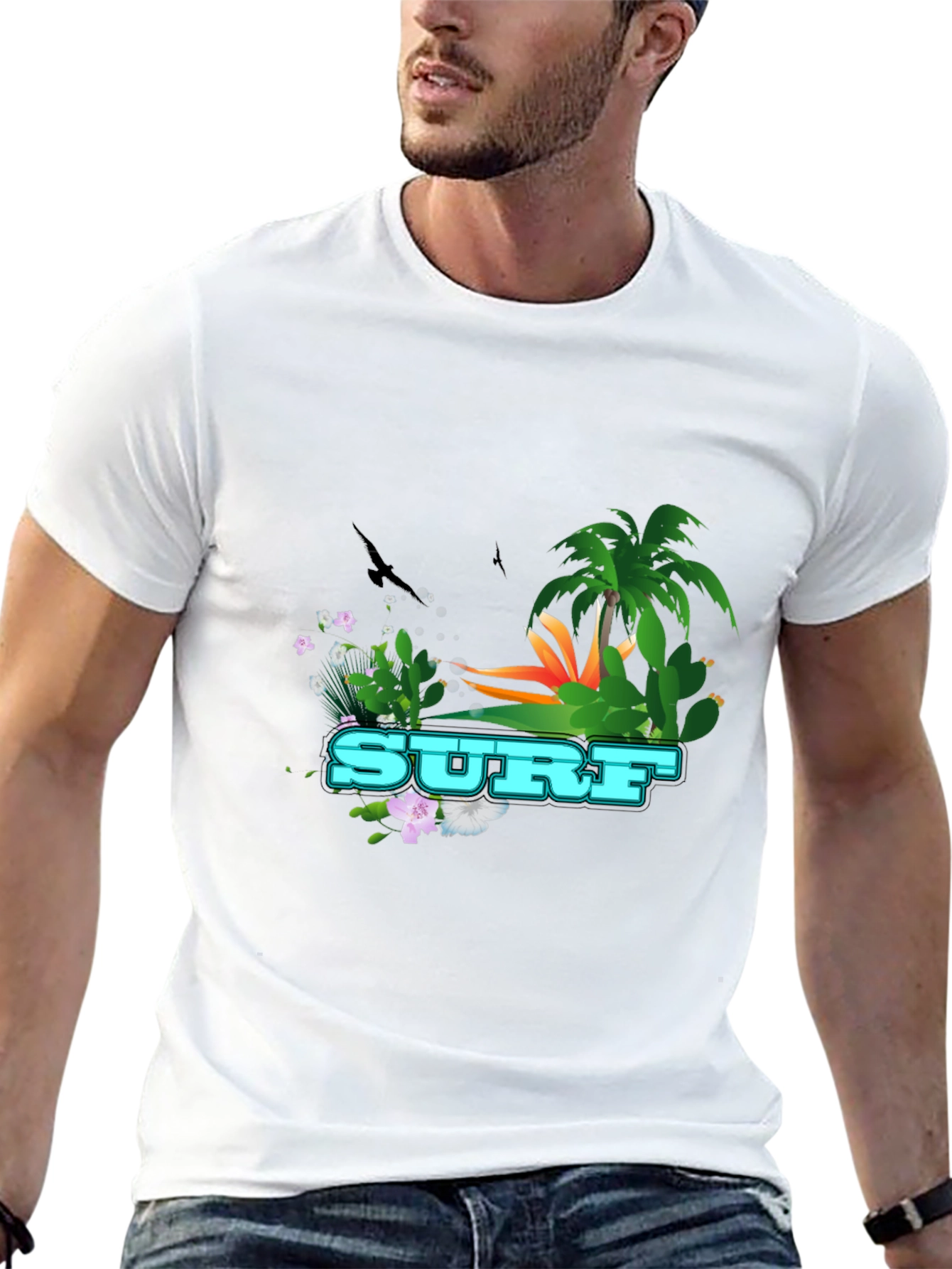 Surf Graphic T-Shirt - Tropical Design Tee