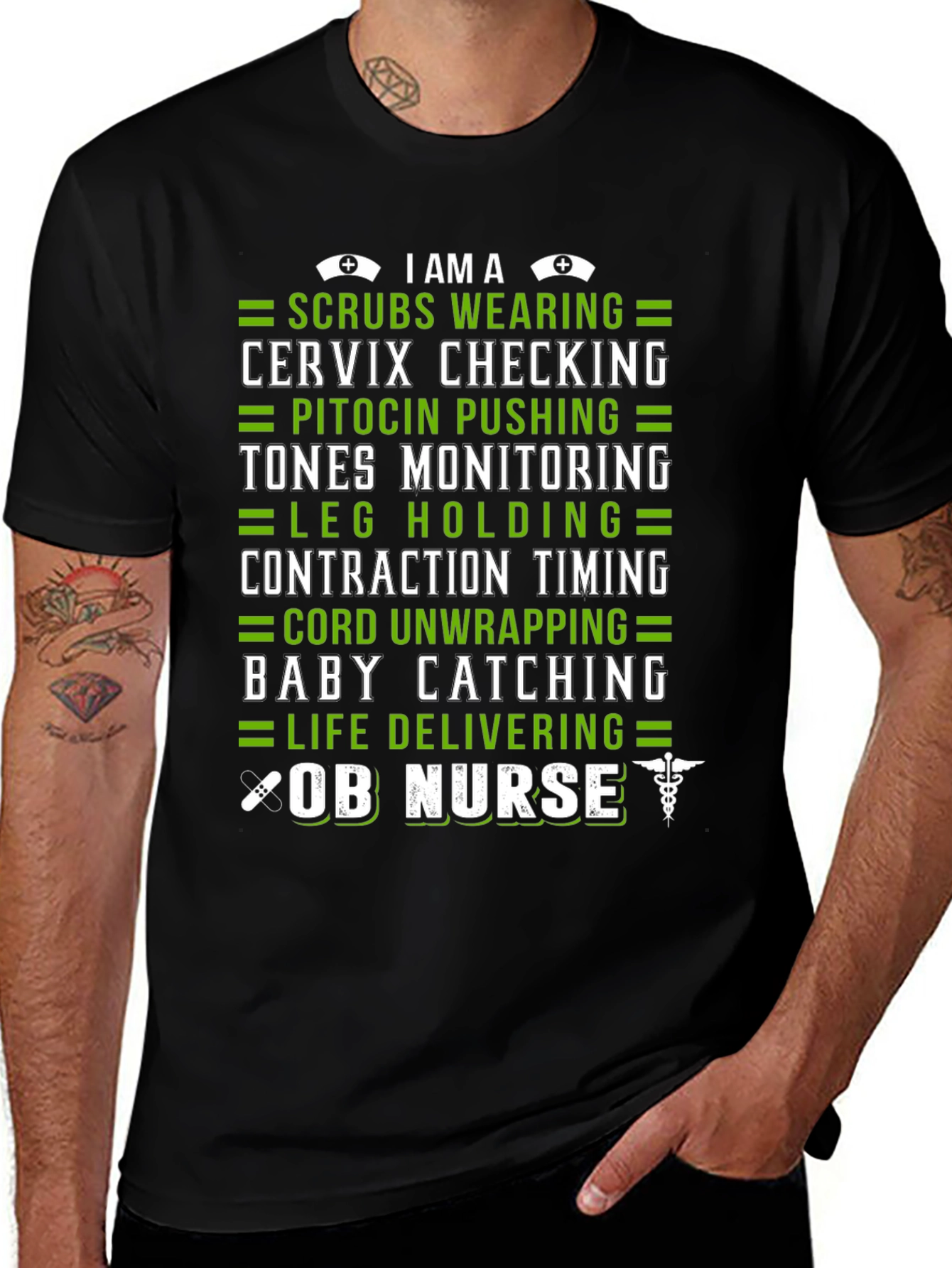 OB Nurse T-Shirt - Scrubs Baby Catching Life Delivering