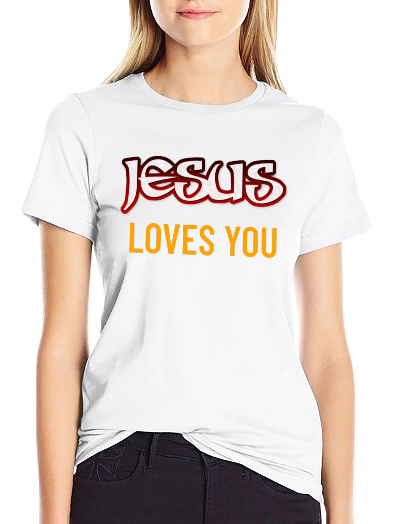 Jesus Loves You Graphic Black T-Shirt