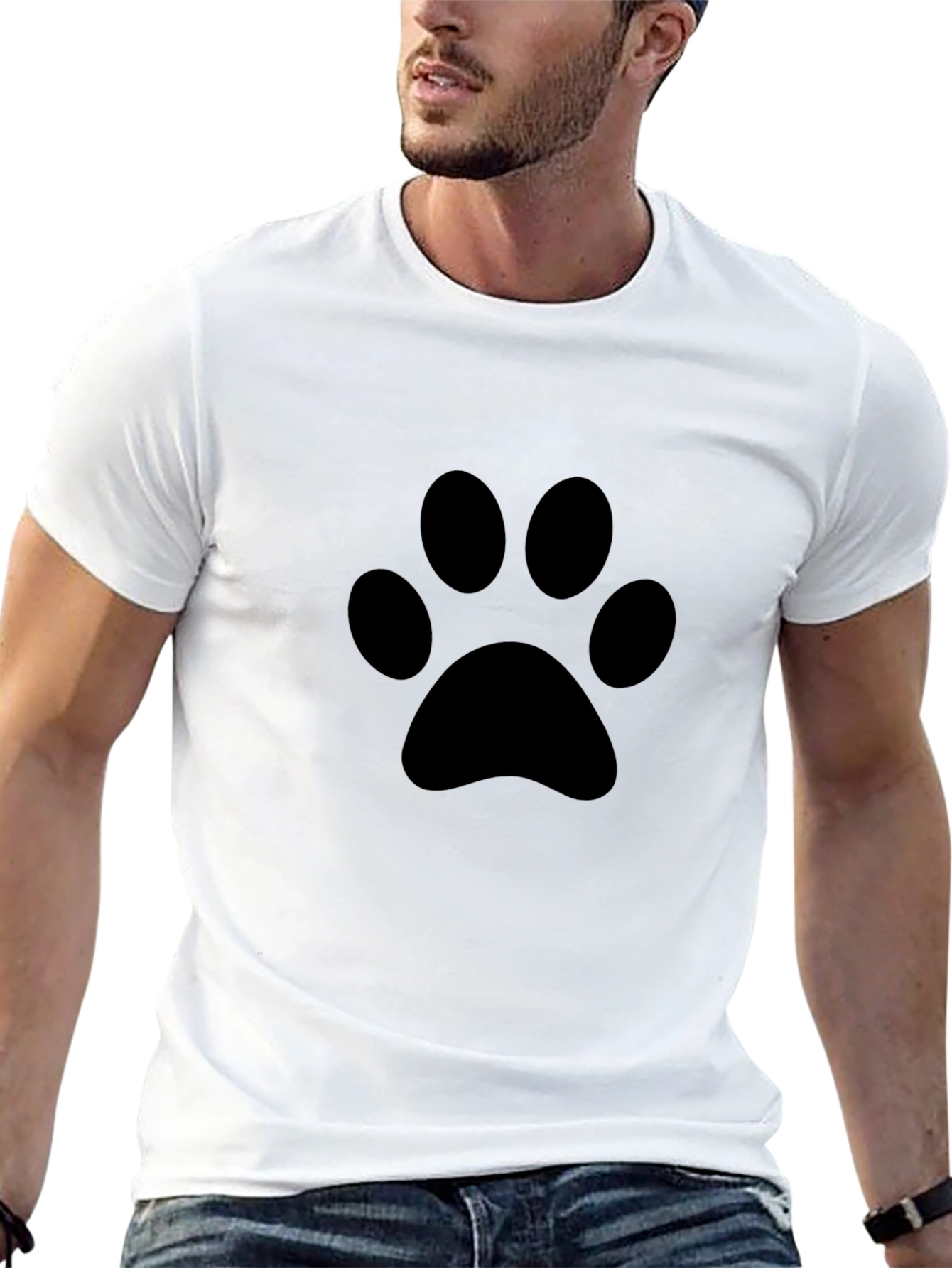 Black T-Shirt with Paw Print Design