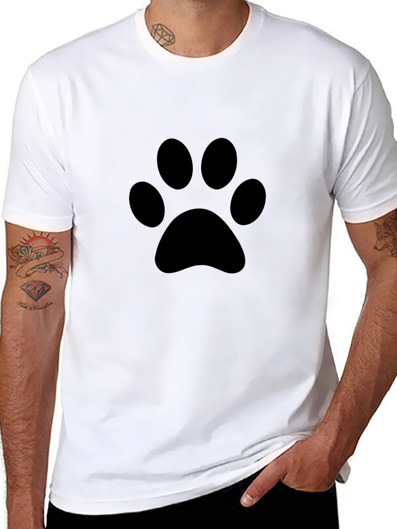 Black T-Shirt with Paw Print Design