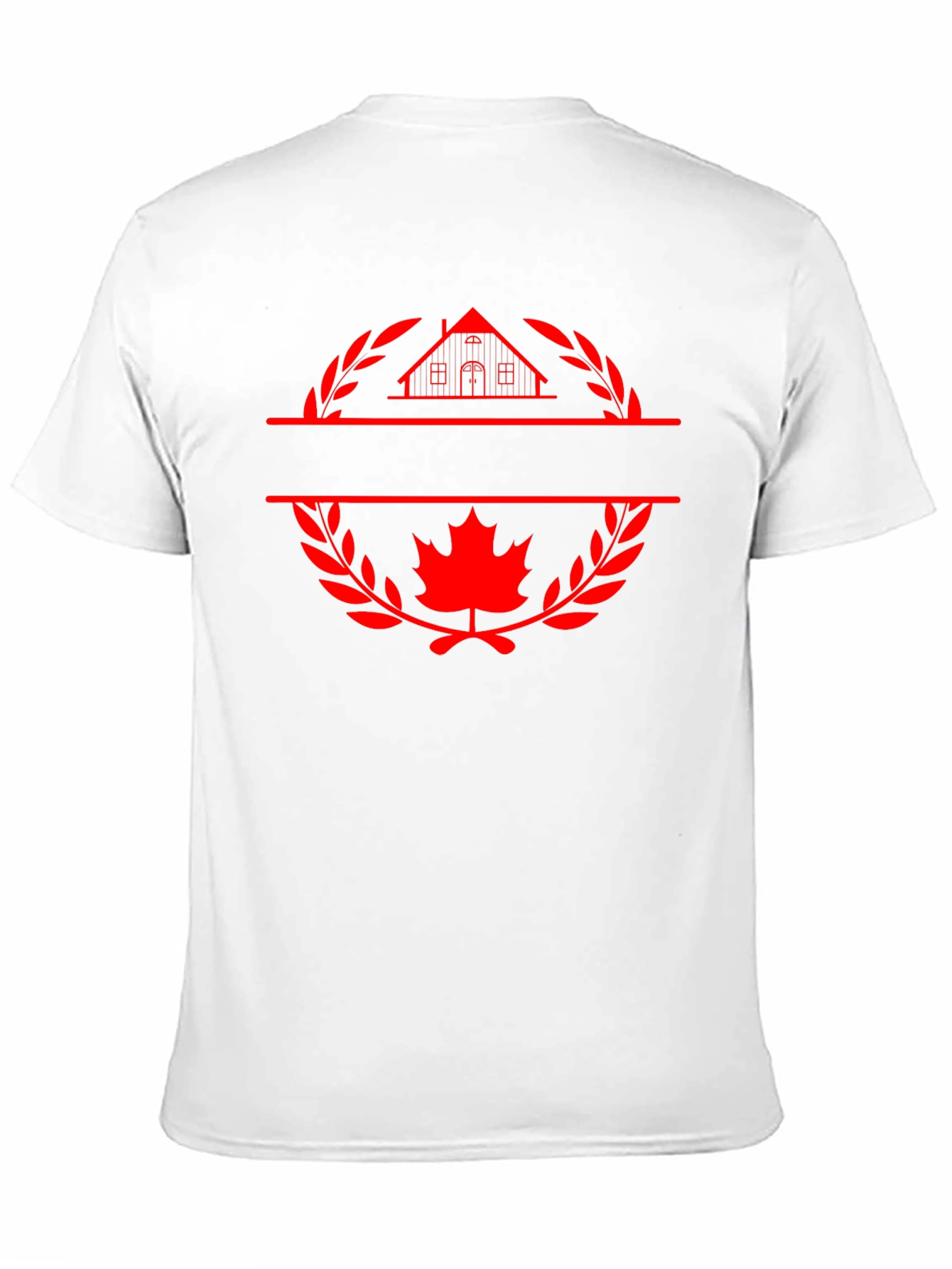Black T-Shirt with House and Maple Leaf Graphic