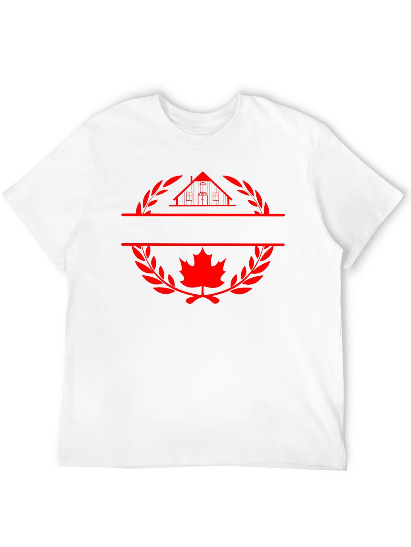 Black T-Shirt with House and Maple Leaf Graphic