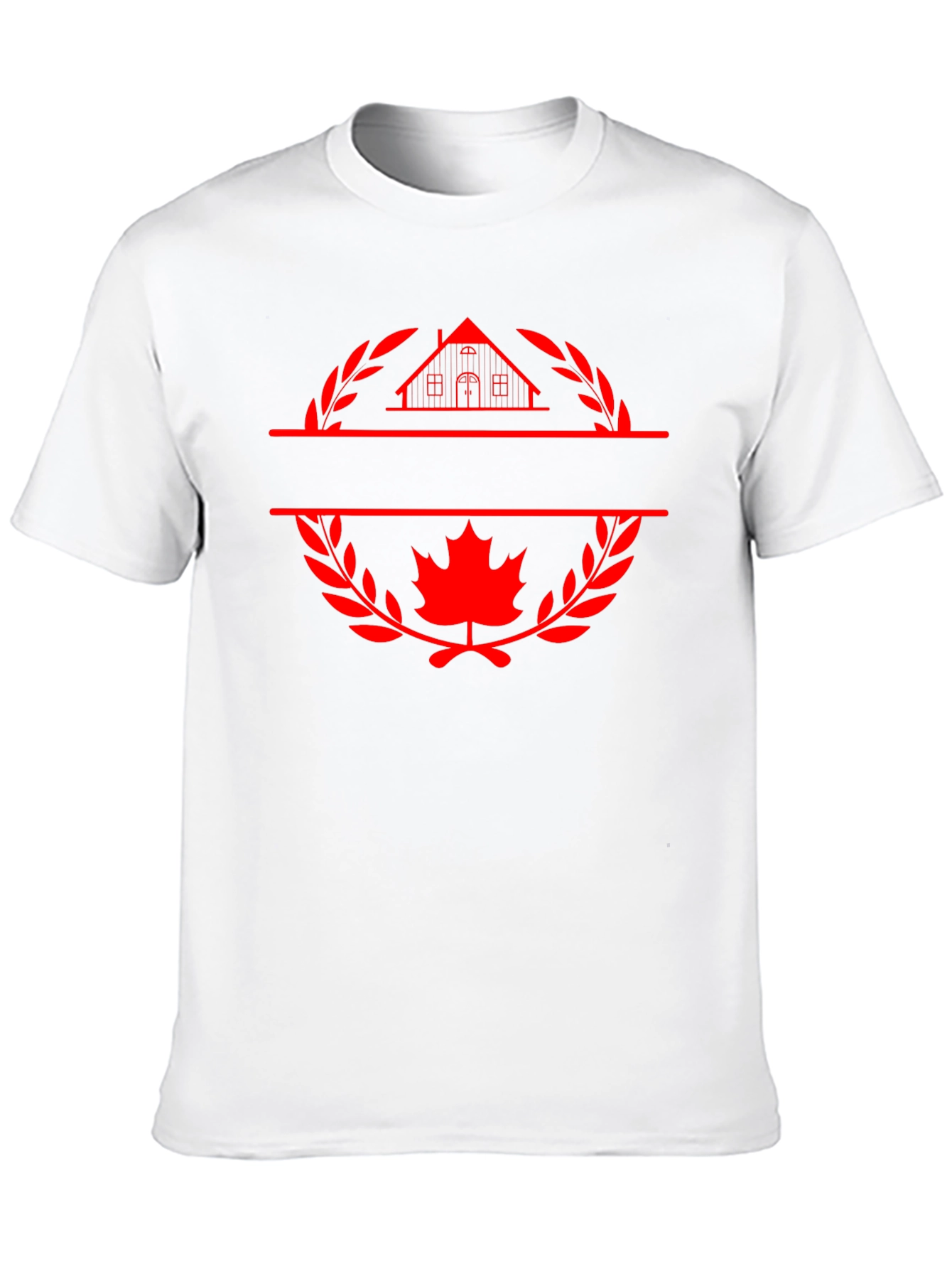 Black T-Shirt with House and Maple Leaf Graphic
