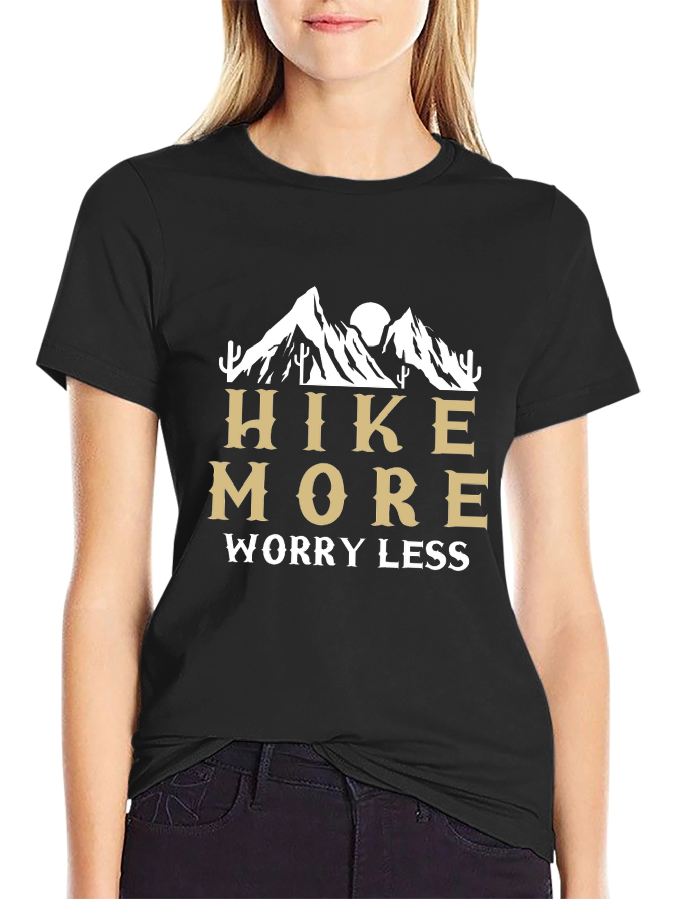 Hike More Worry Less Black Graphic Tee