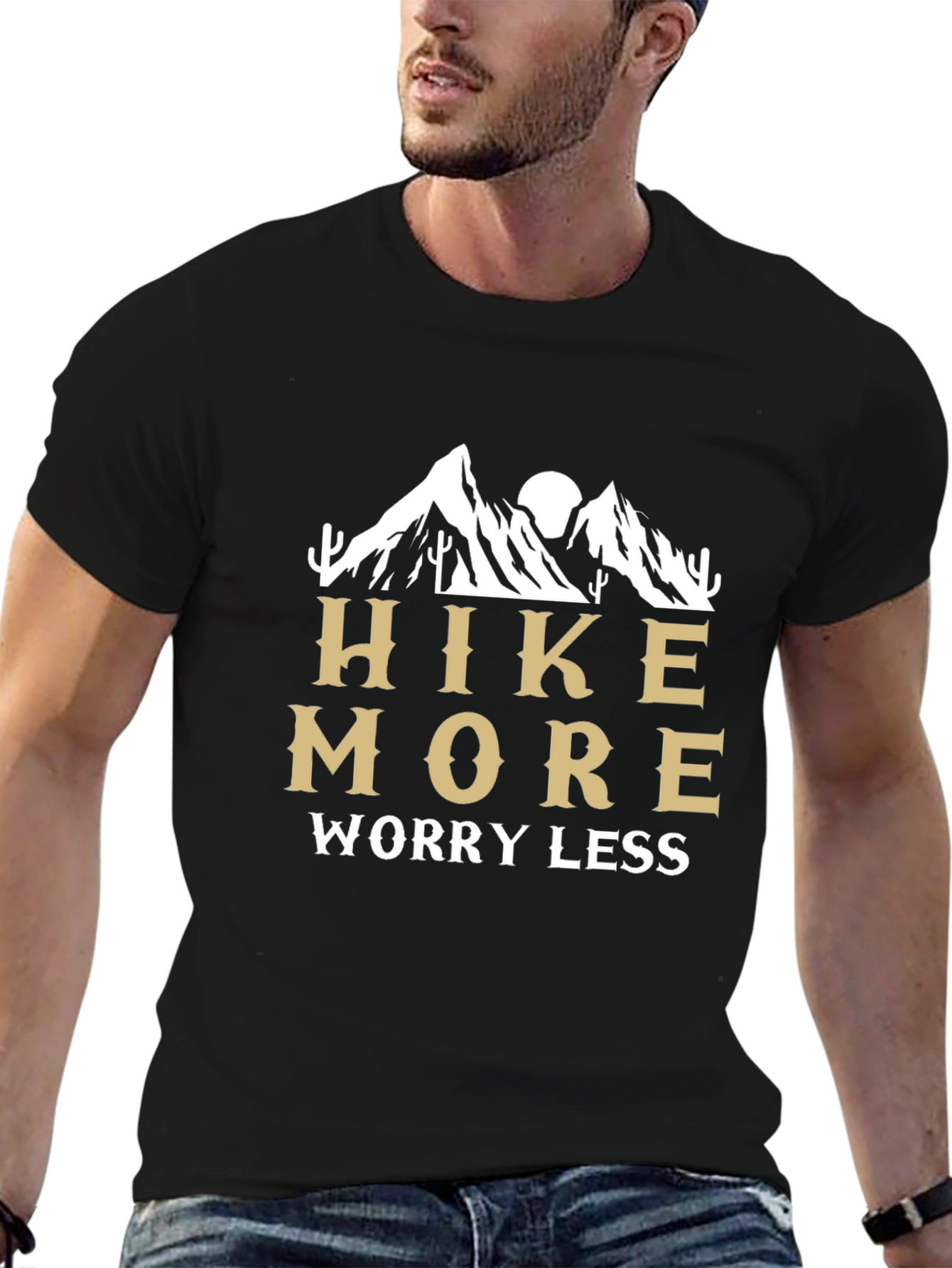 Hike More Worry Less Black Graphic Tee